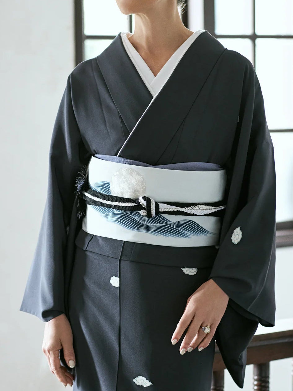 Yamato Braid Extra Thick Black and Silver (KAPUKI special order): Belt tie | Pure silk