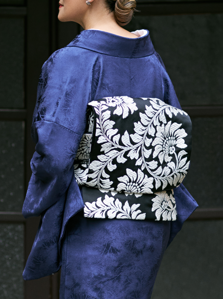 未着用未仕立て袋帯抽象模様ブルーぼかし染め着物091w d 未着用未仕立て袋帯抽象模様ブルーぼかし染め着物091w d