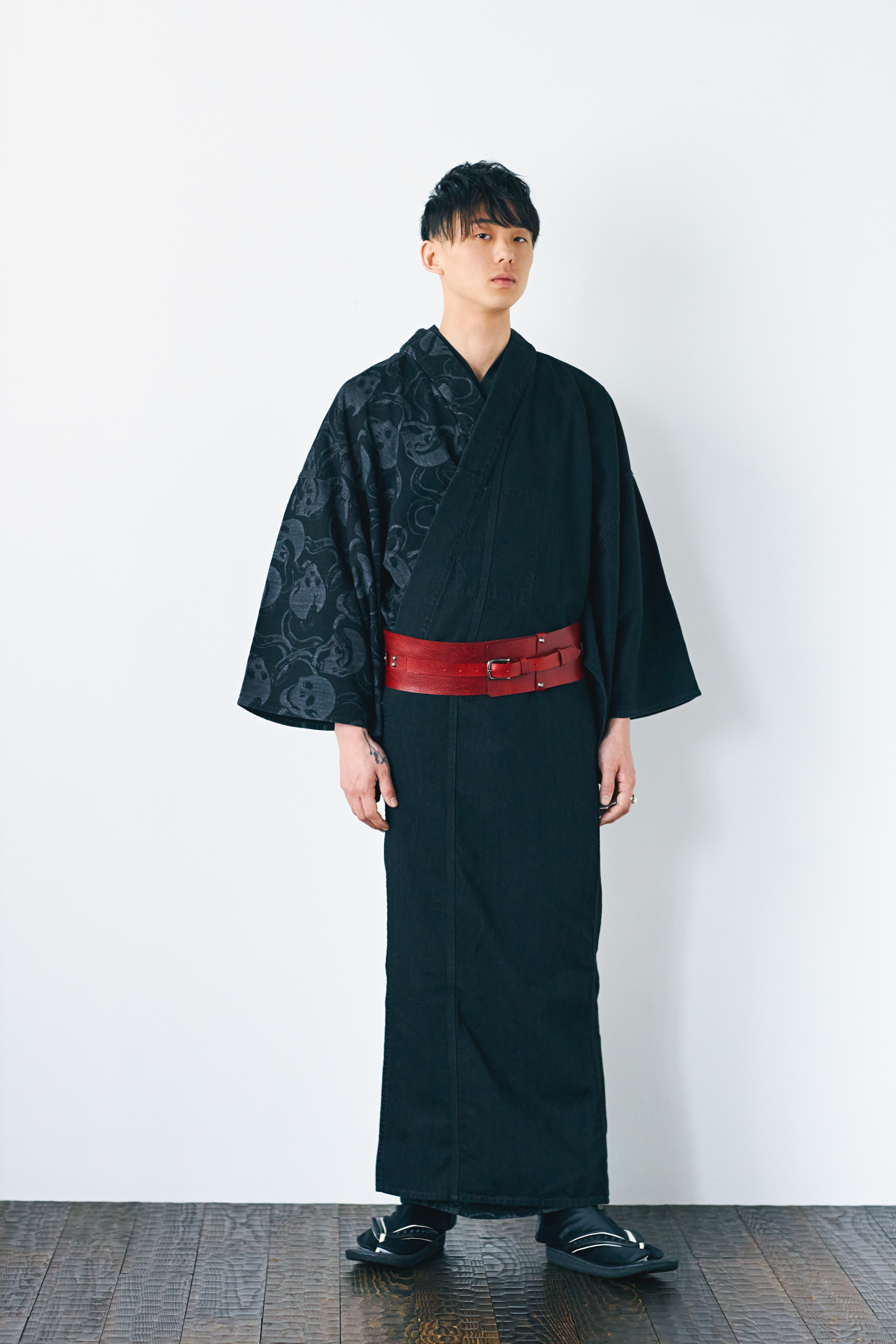 デニム着物|蛇と髑髏 ブラック|メンズ|KAPUKI