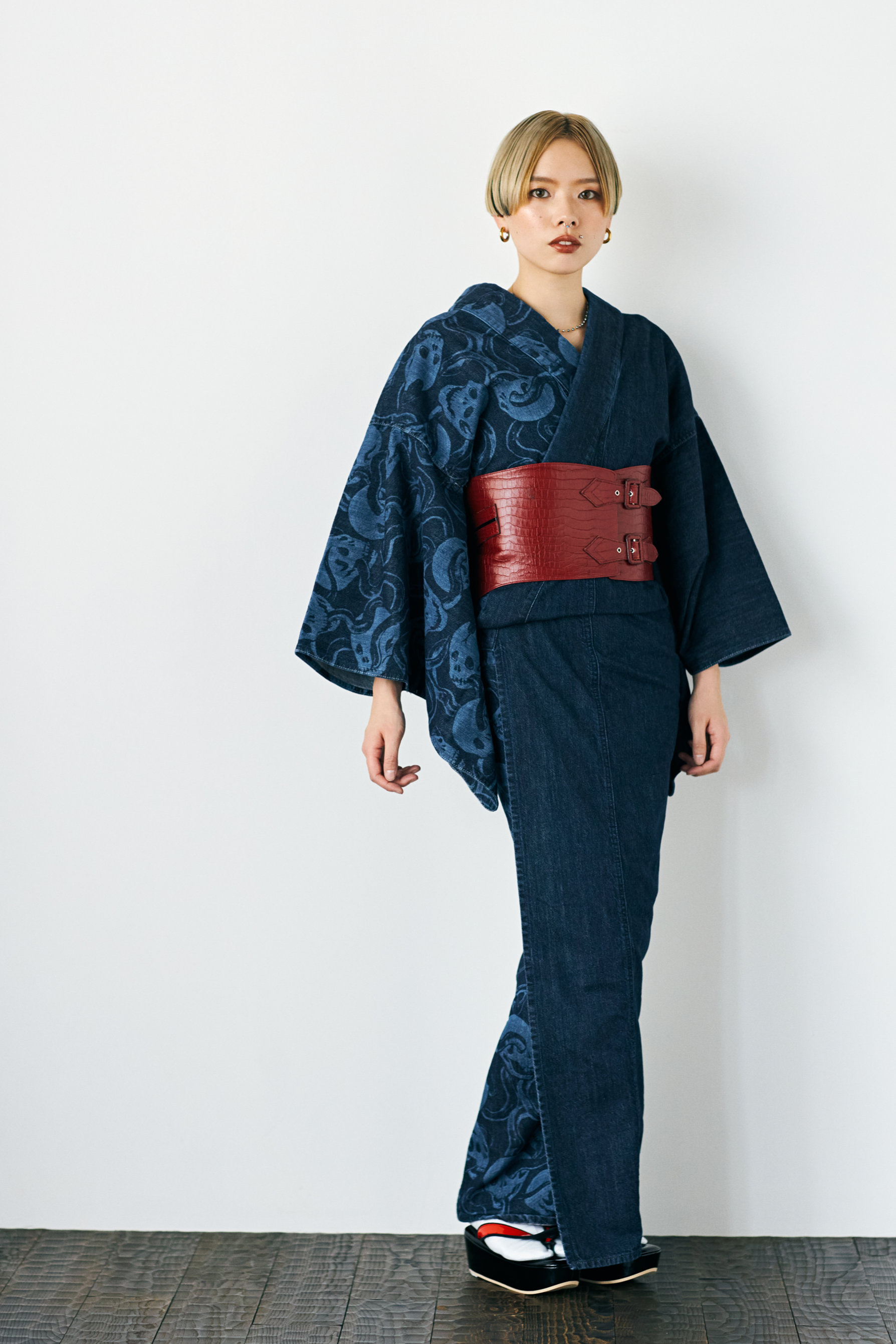 デニム着物|蛇と髑髏 1YR|レディース|KAPUKI