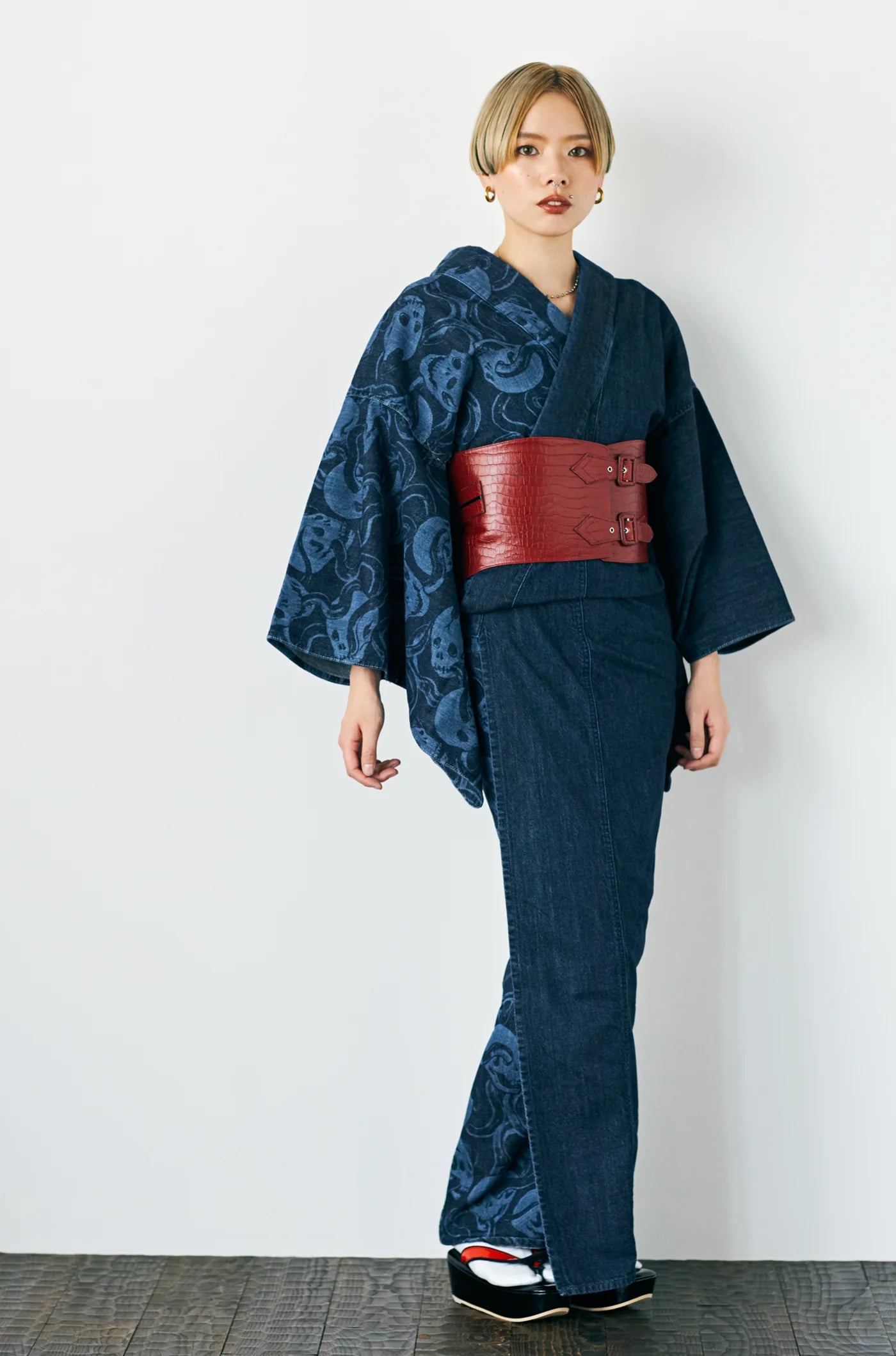 帯ベルト|クロコ 赤 Mサイズ|KAPUKI|レザー