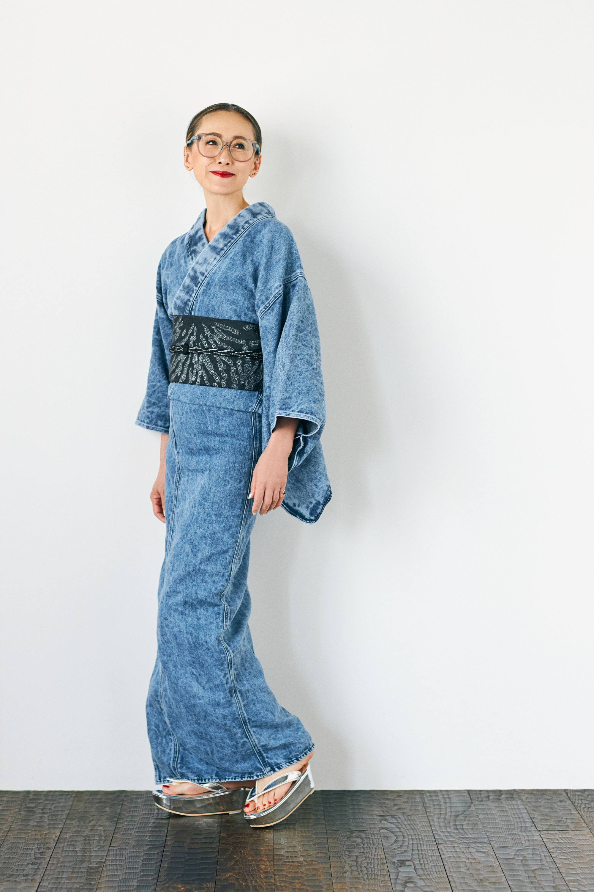 Peacock feathers, black and silver (KAPUKI original): Heko obi (belt) | Pure silk