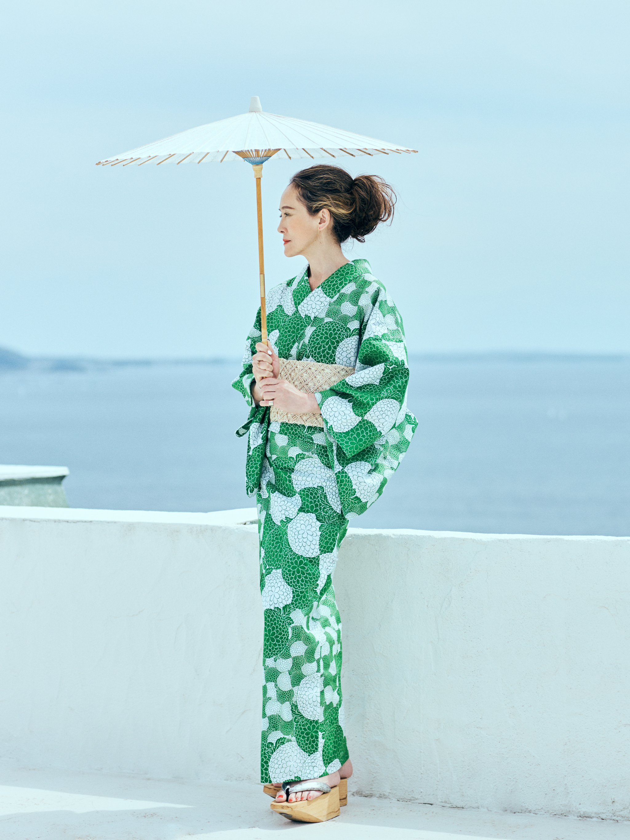 ポンポン菊 緑（KAPUKI×西岡ペンシル）： 浴衣