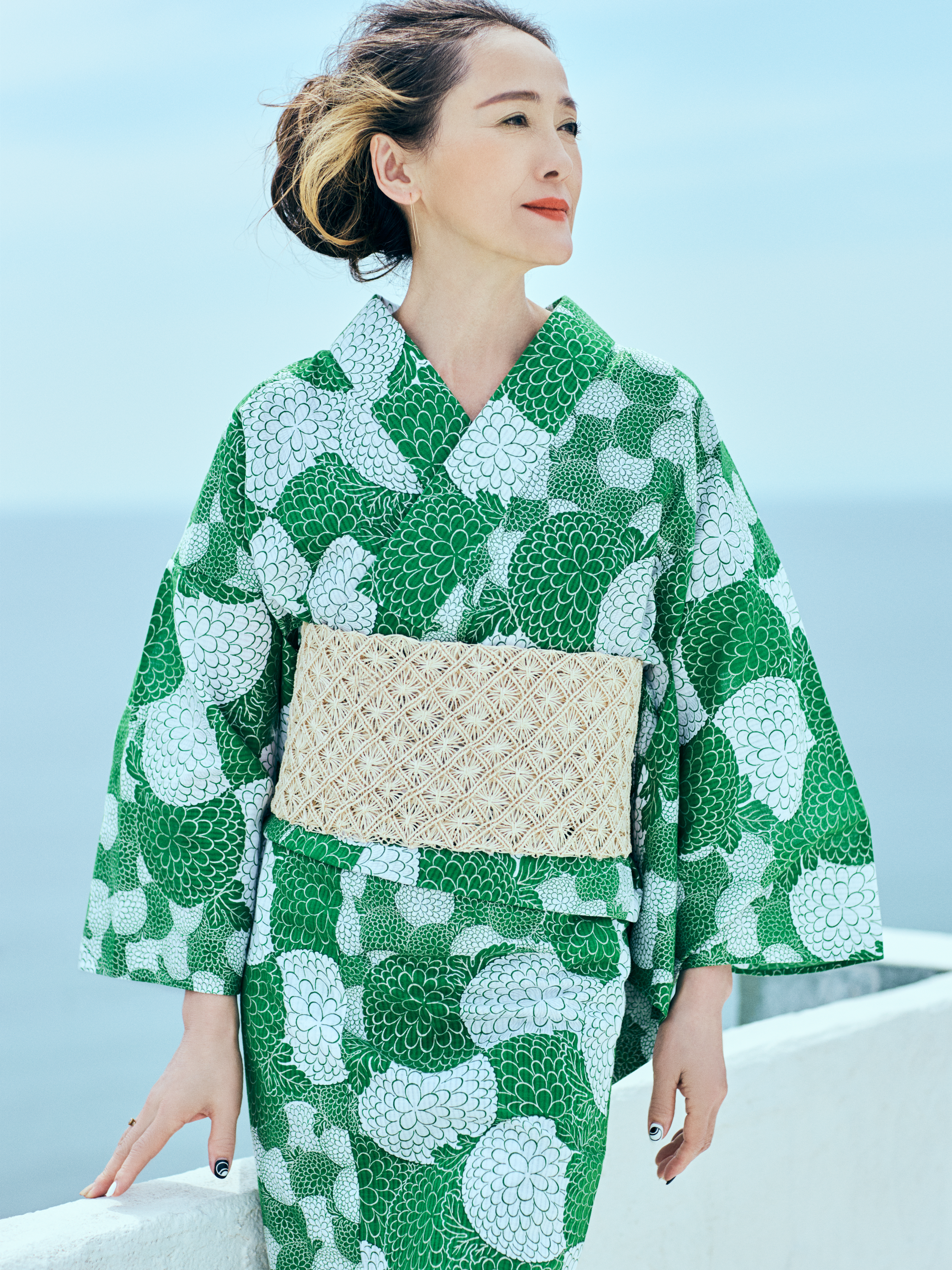 Pompom Chrysanthemum Green (KAPUKI x Nishioka Pencil): Yukata