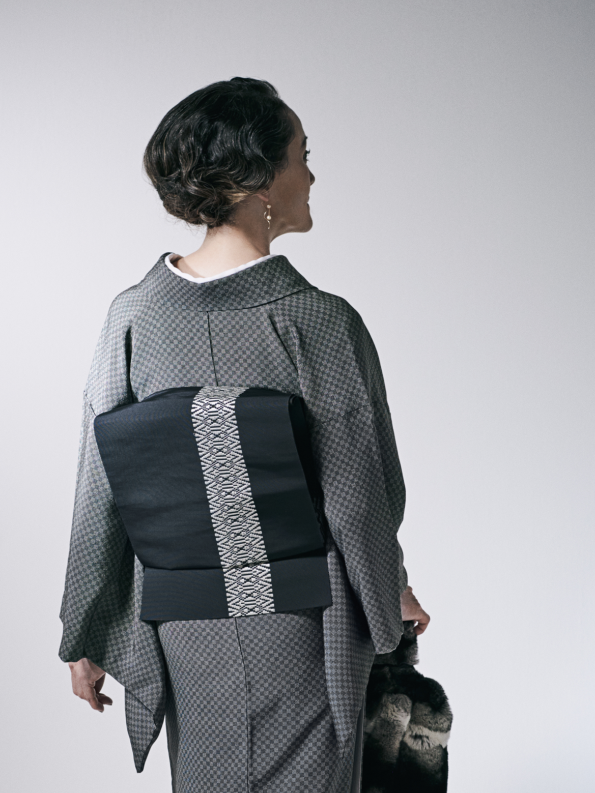 名古屋帯 |八寸|一本独鈷 黒白 |西村織物|博多織| 名古屋帯 |八寸|一本独鈷 黒白 |西村織物|博多織|