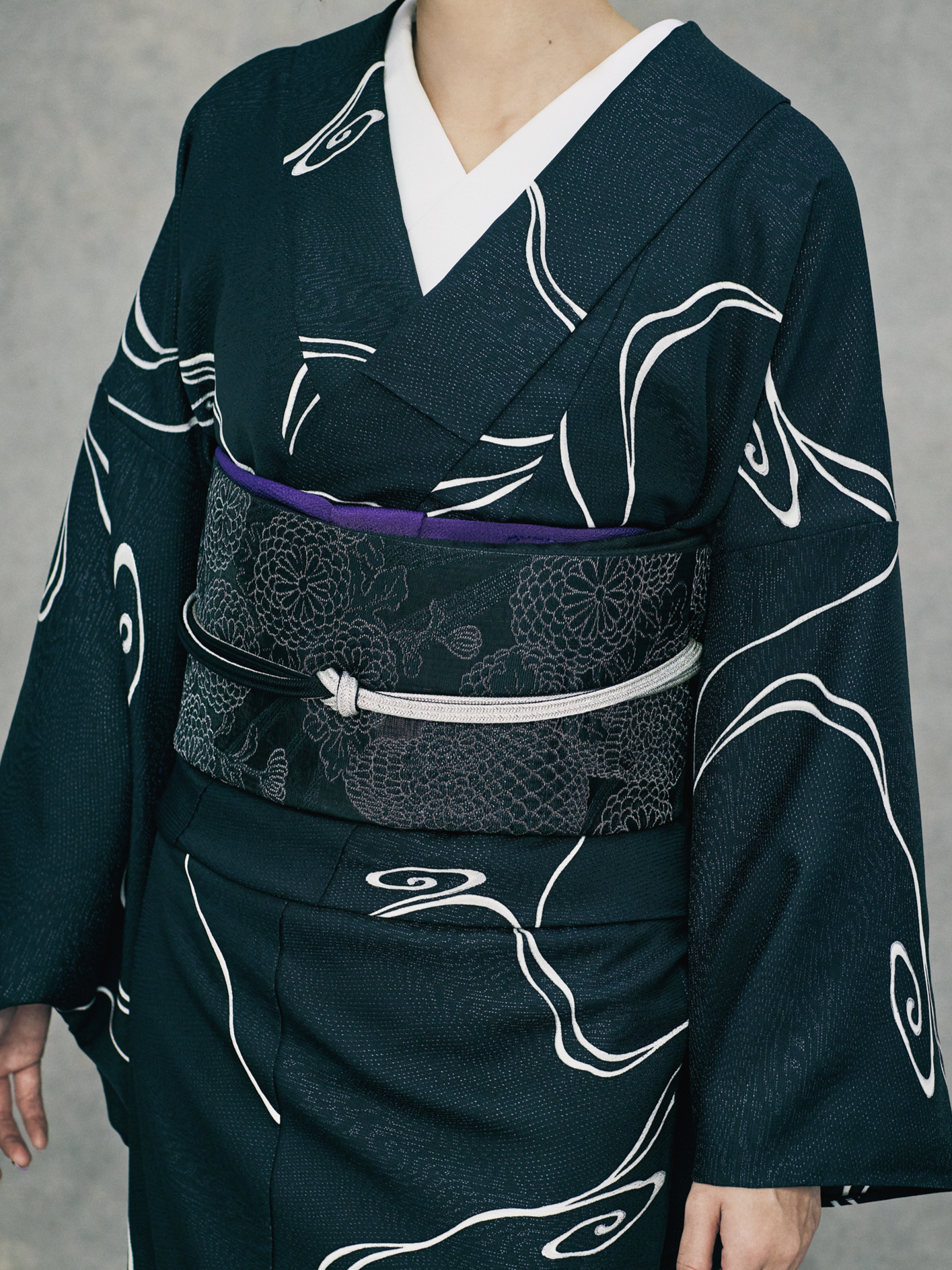 帯締め 帯締め｜北山ゆるぎ 黒銀｜衿秀 ｜リバーシブル｜正絹