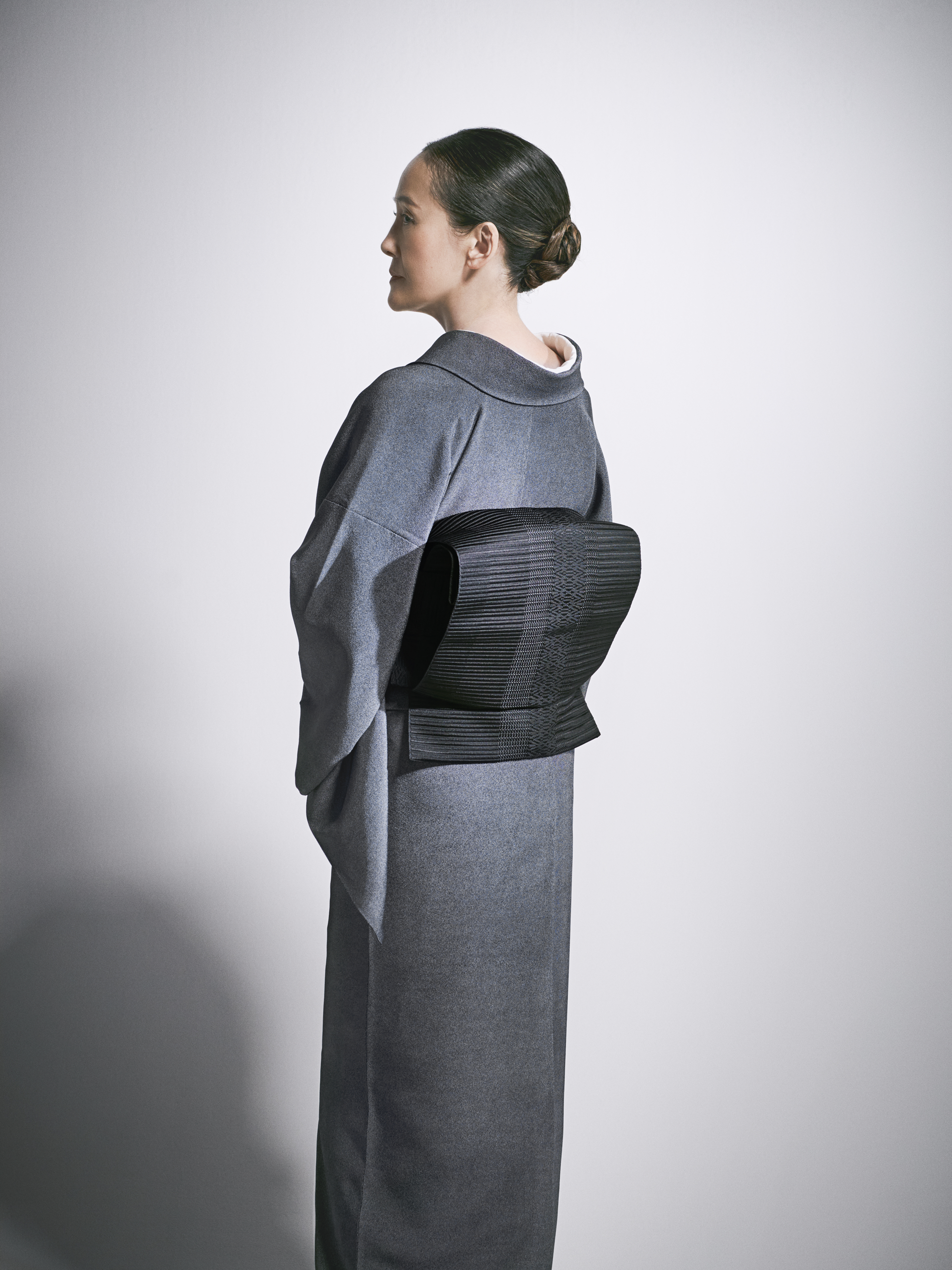 Matsuba-ori Black-Black (Nishimura Textiles): Nagoya Obi | Gauze 8-inch (tailoring fee included)