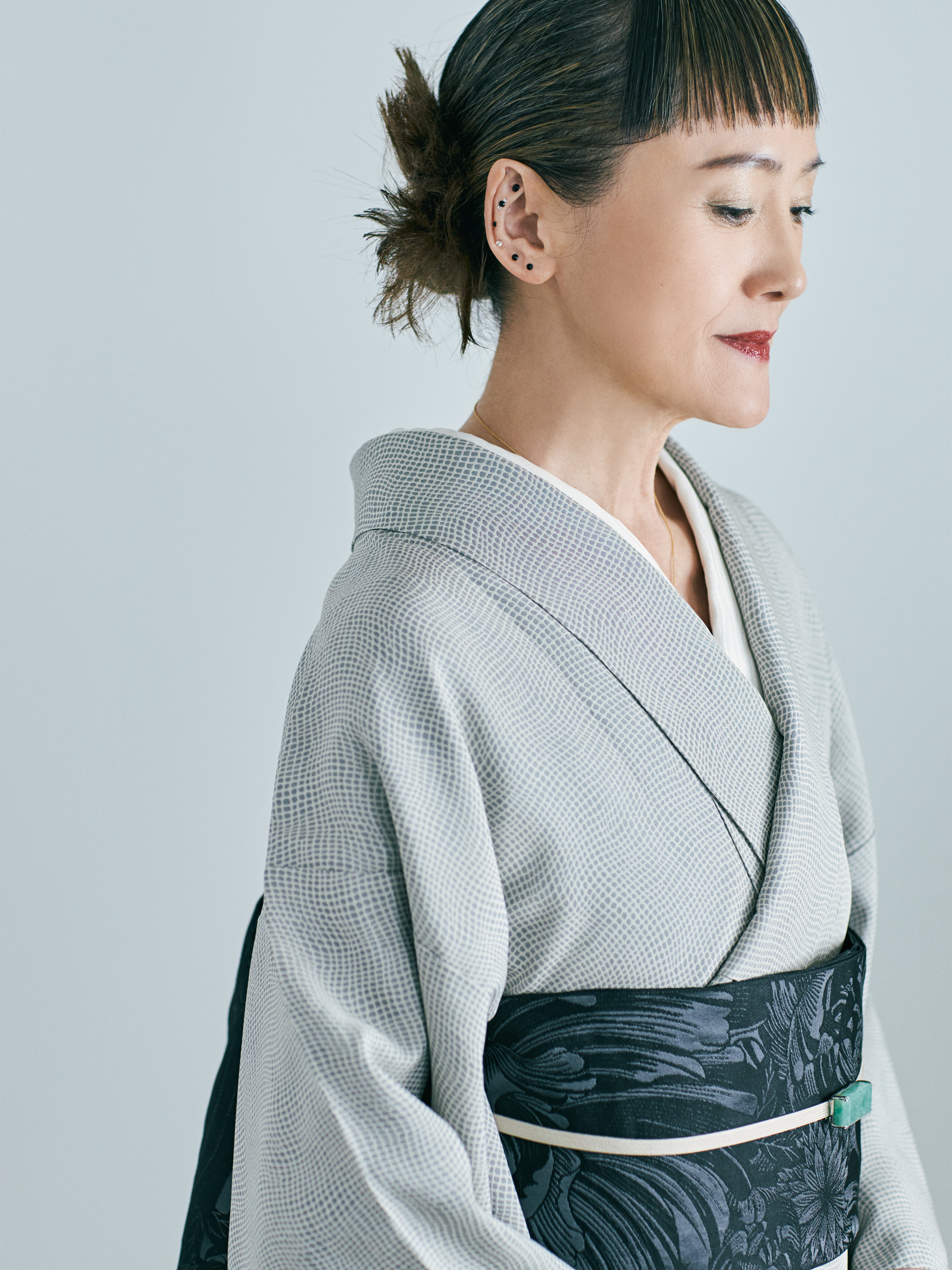 花尽くし 黒（西岡ペンシル × KAPUKI）：兵児帯｜正絹