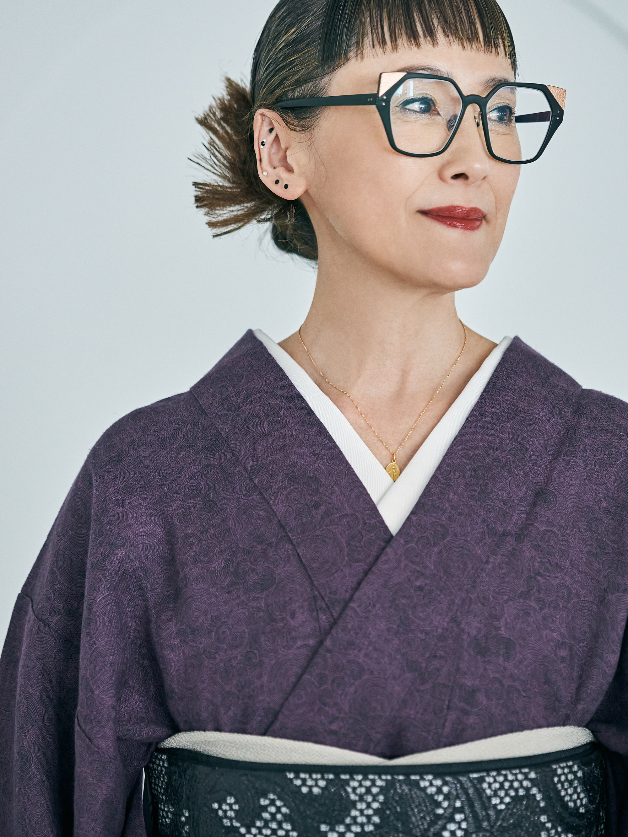 Asayo Tae Spiral Pattern Purple (Komutaya Genbei): Kimono