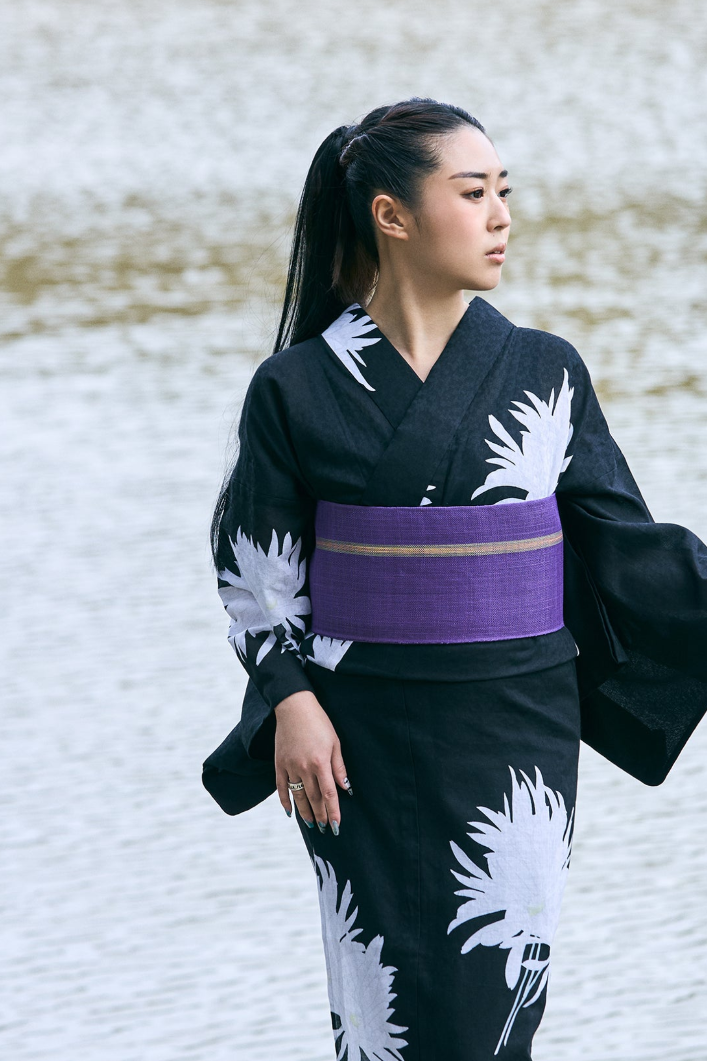 半巾帯 |七野 紫|雁和|西陣織| 本麻