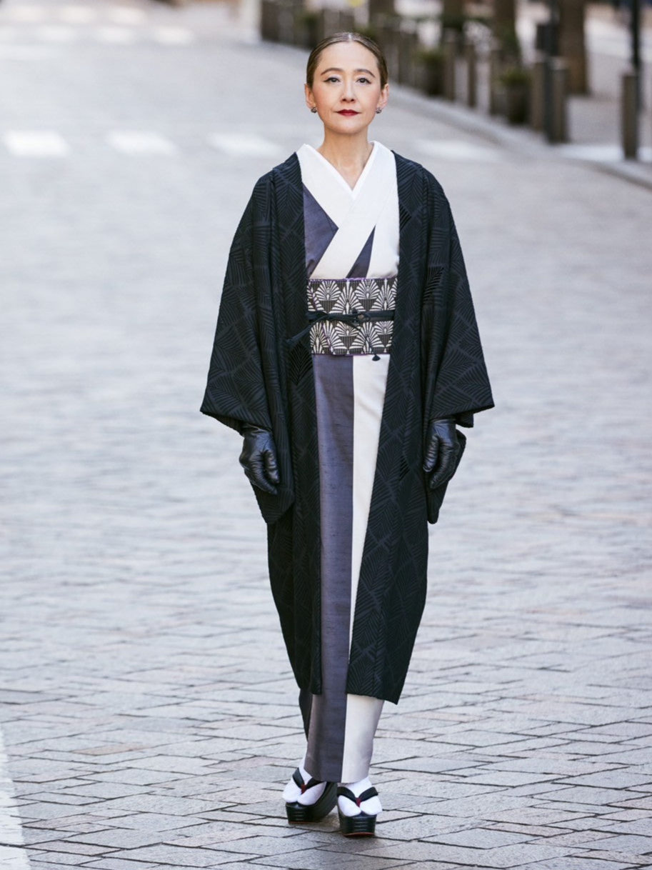 長羽織|輪奈ビロード 大松葉|KAPUKI羽織|お仕立て代込み