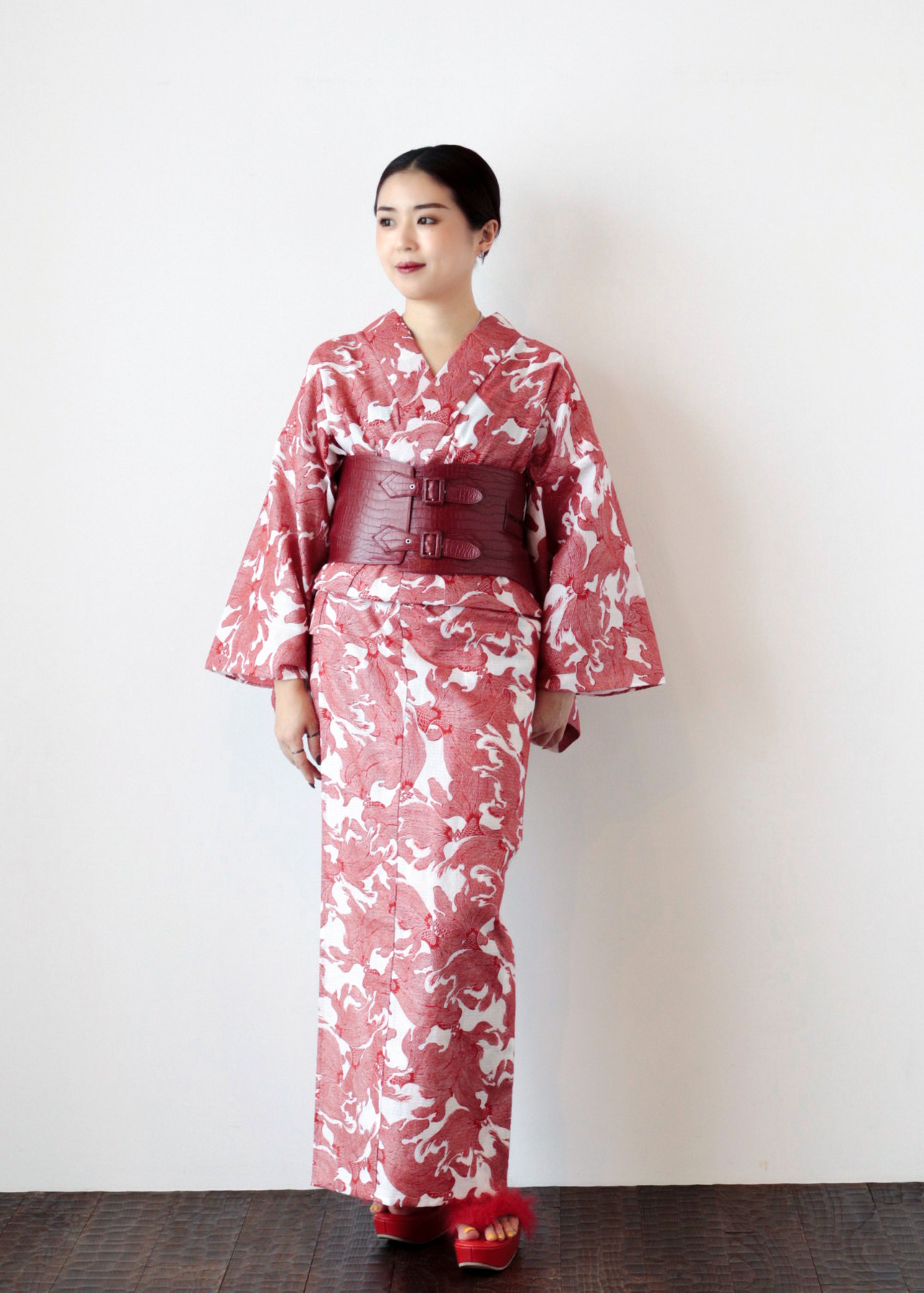 Yukata Nishioka Goldfish Red and Silver