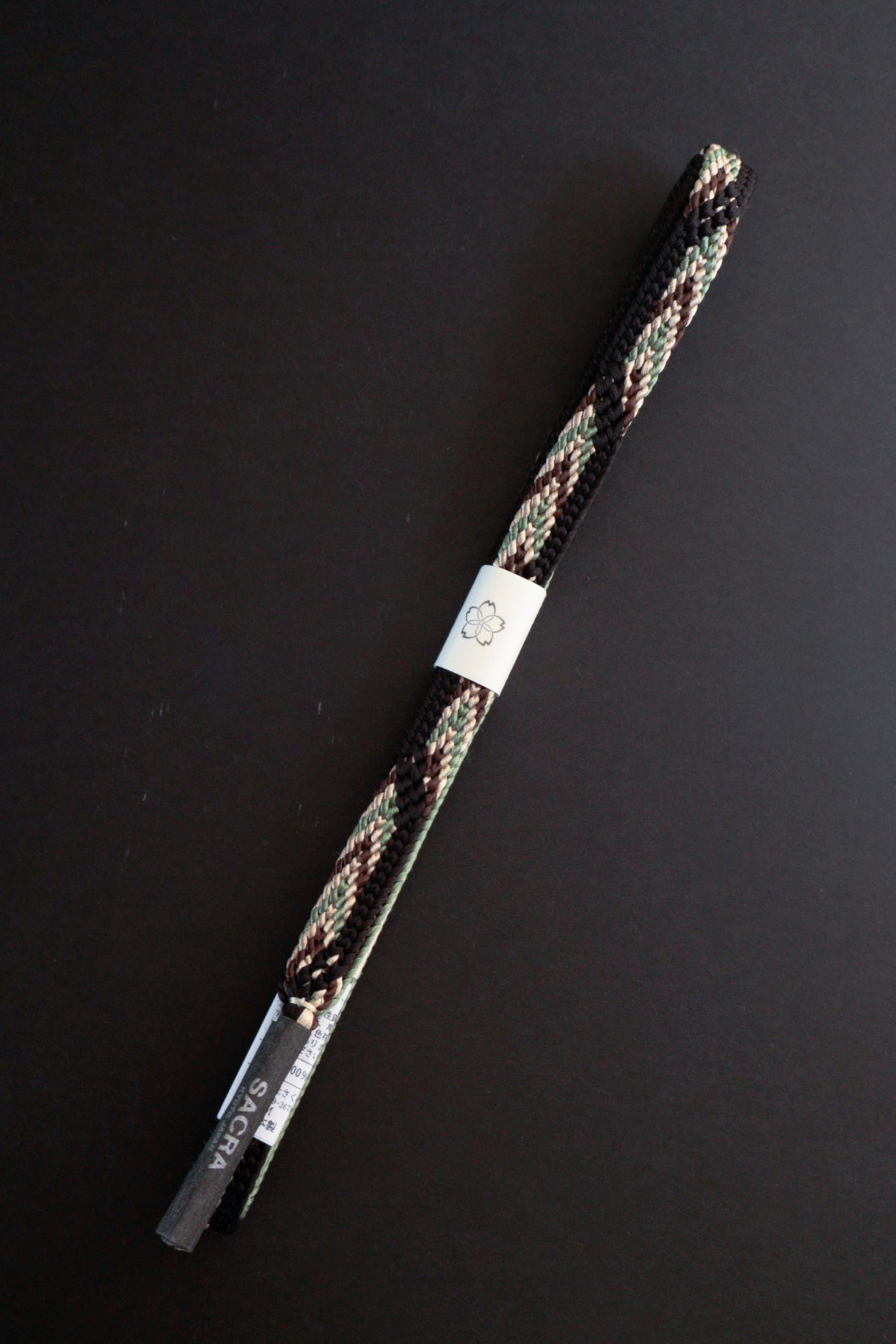 帯締め|綾竹24玉手先武田片矢羽根 黒茶緑ベージュ|和小物さくら|帯締め