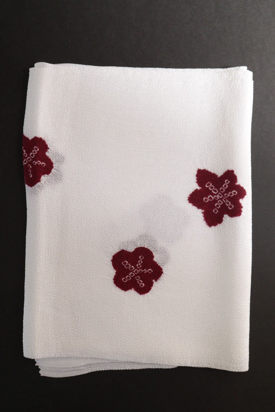 Obiage (sash) - Chirimen plum and maple brocade with white/red accents (Watakei)