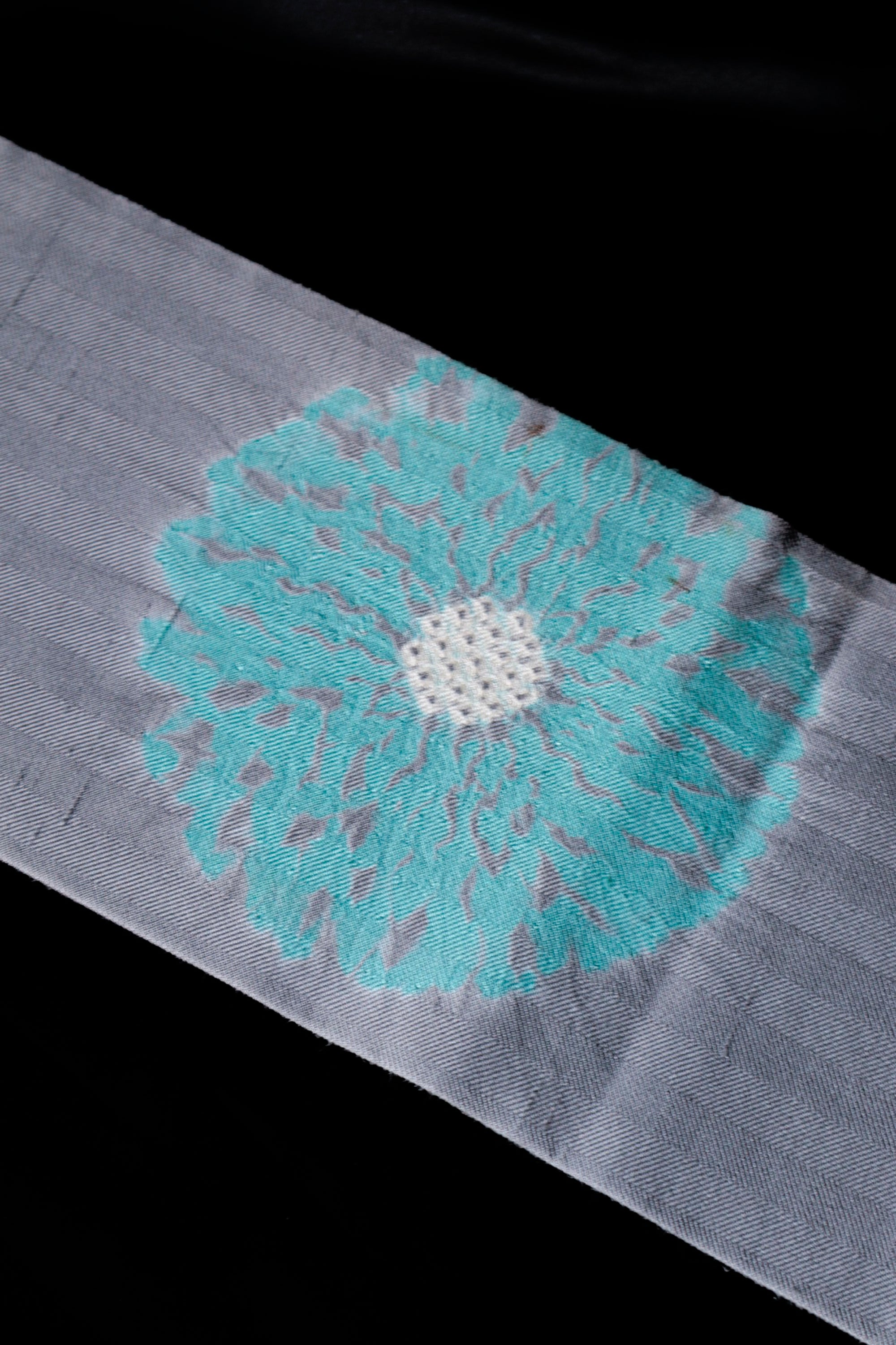 名古屋帯|藤井絞り グレー水色|セカンドハンド