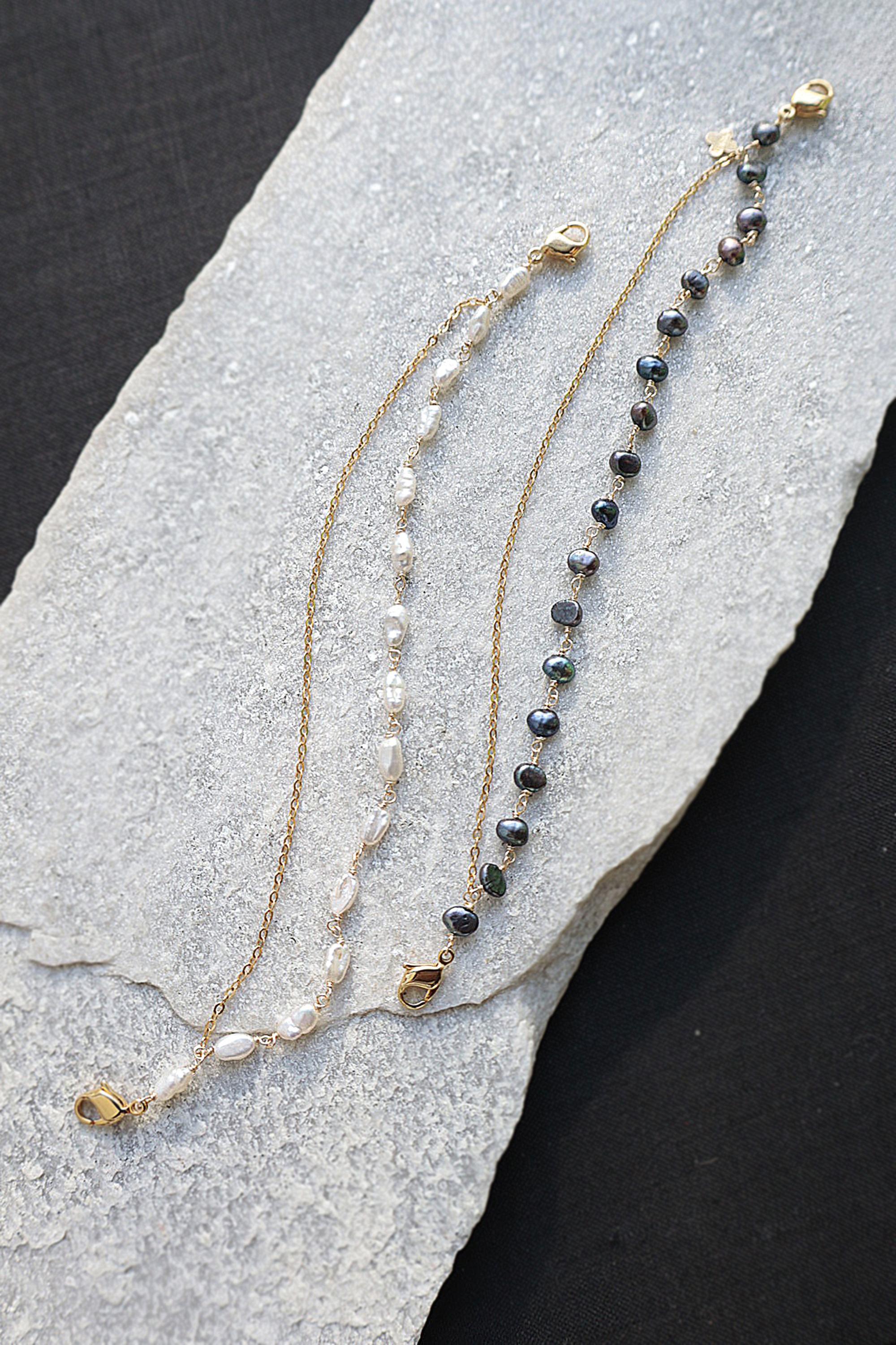 羽織紐|ブレスレット|チェーン × バロックパール|ecoRAL