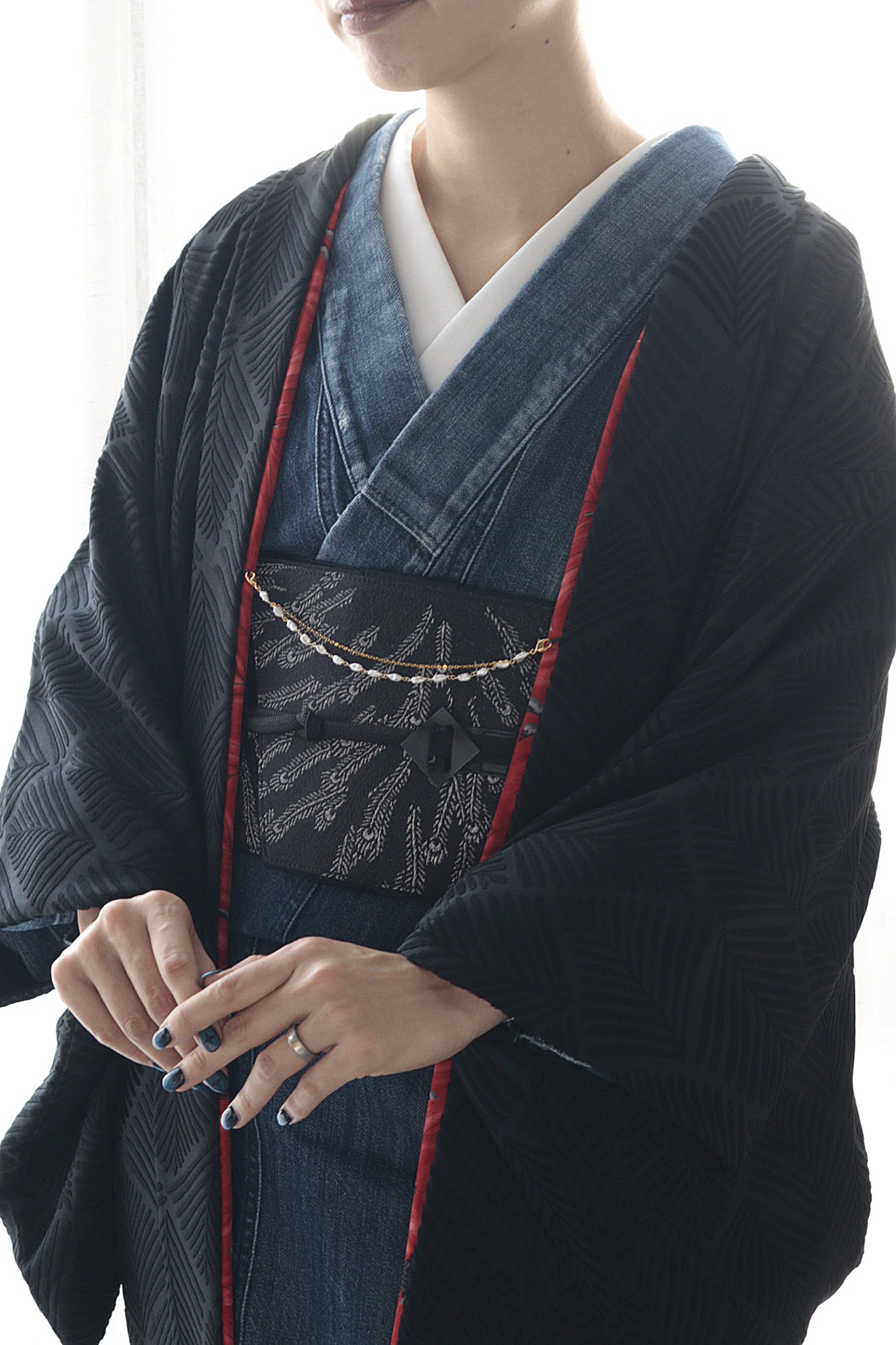 羽織紐|ブレスレット|チェーン × バロックパール|ecoRAL