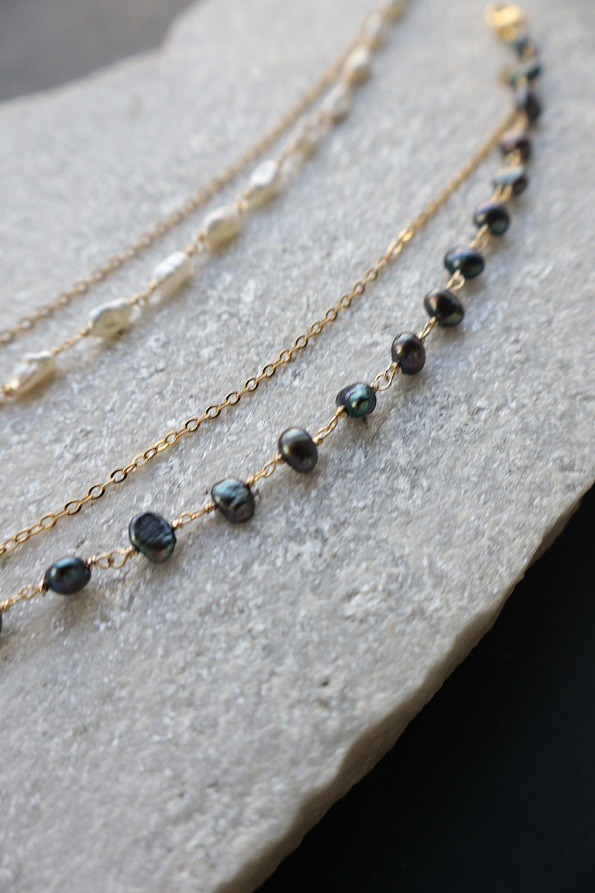 羽織紐|ブレスレット|チェーン × バロックパール|ecoRAL