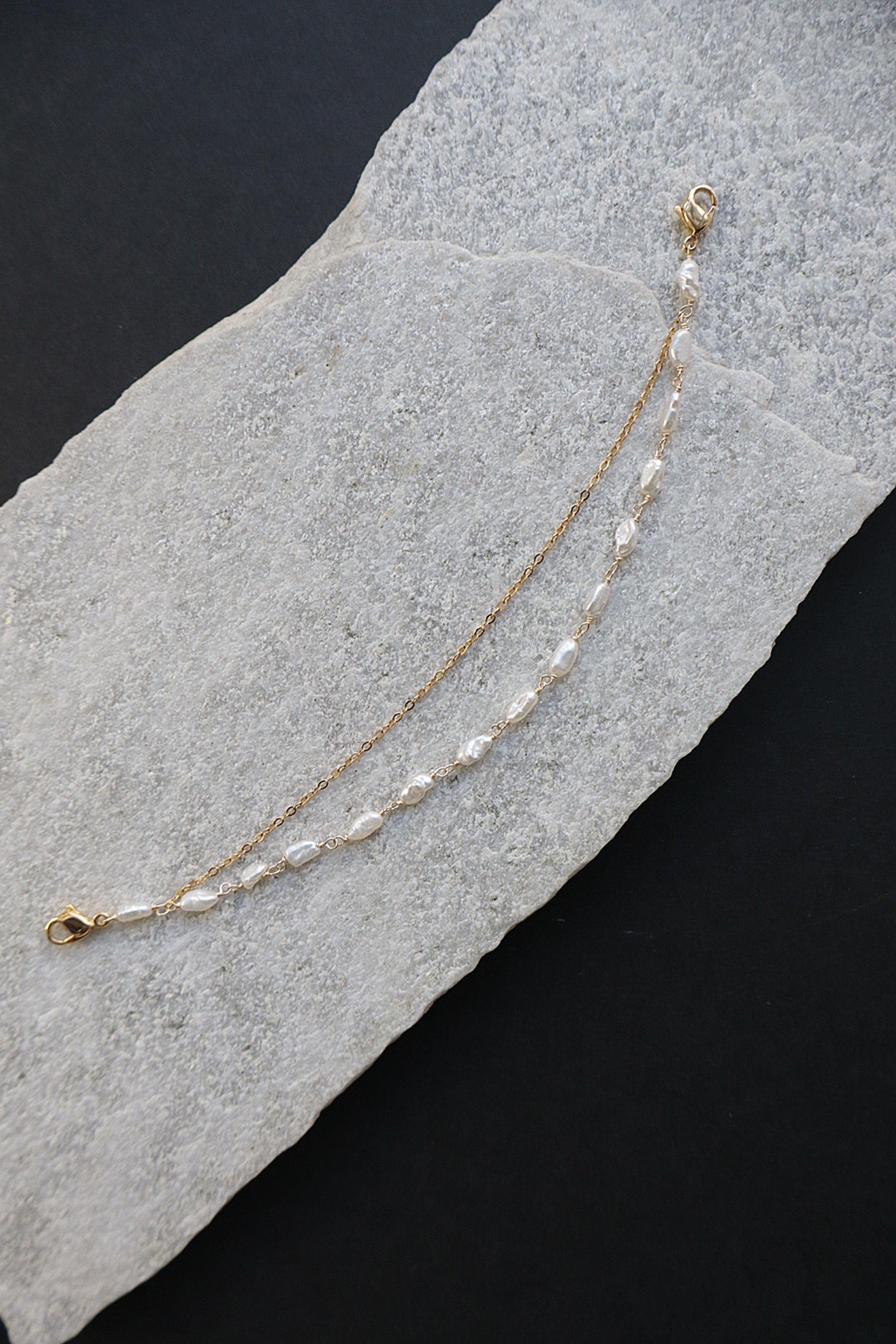 羽織紐|ブレスレット|チェーン × バロックパール|ecoRAL