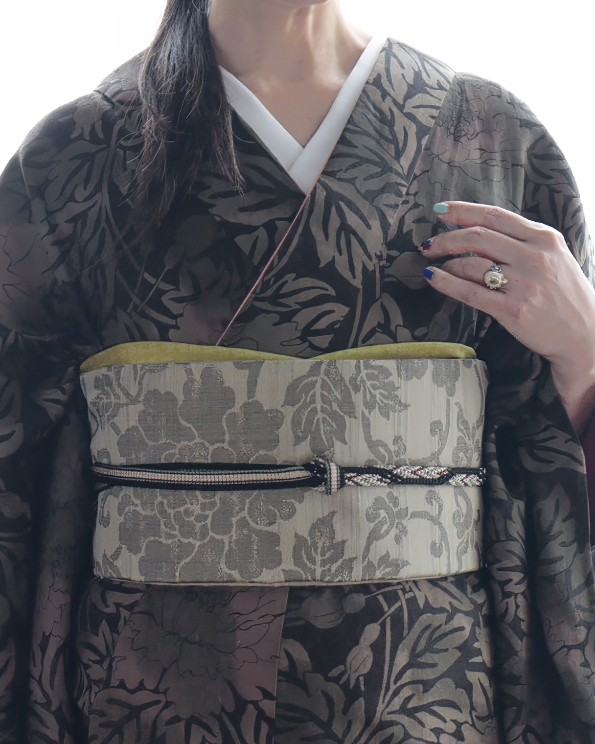 帯揚げ|伊勢型小紋|夢 黄×茶|古今