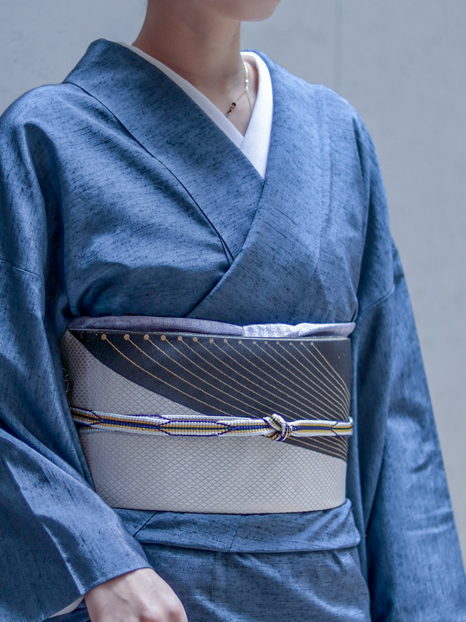 帯揚げ|伊勢型小紋|夢 青×藤|古今