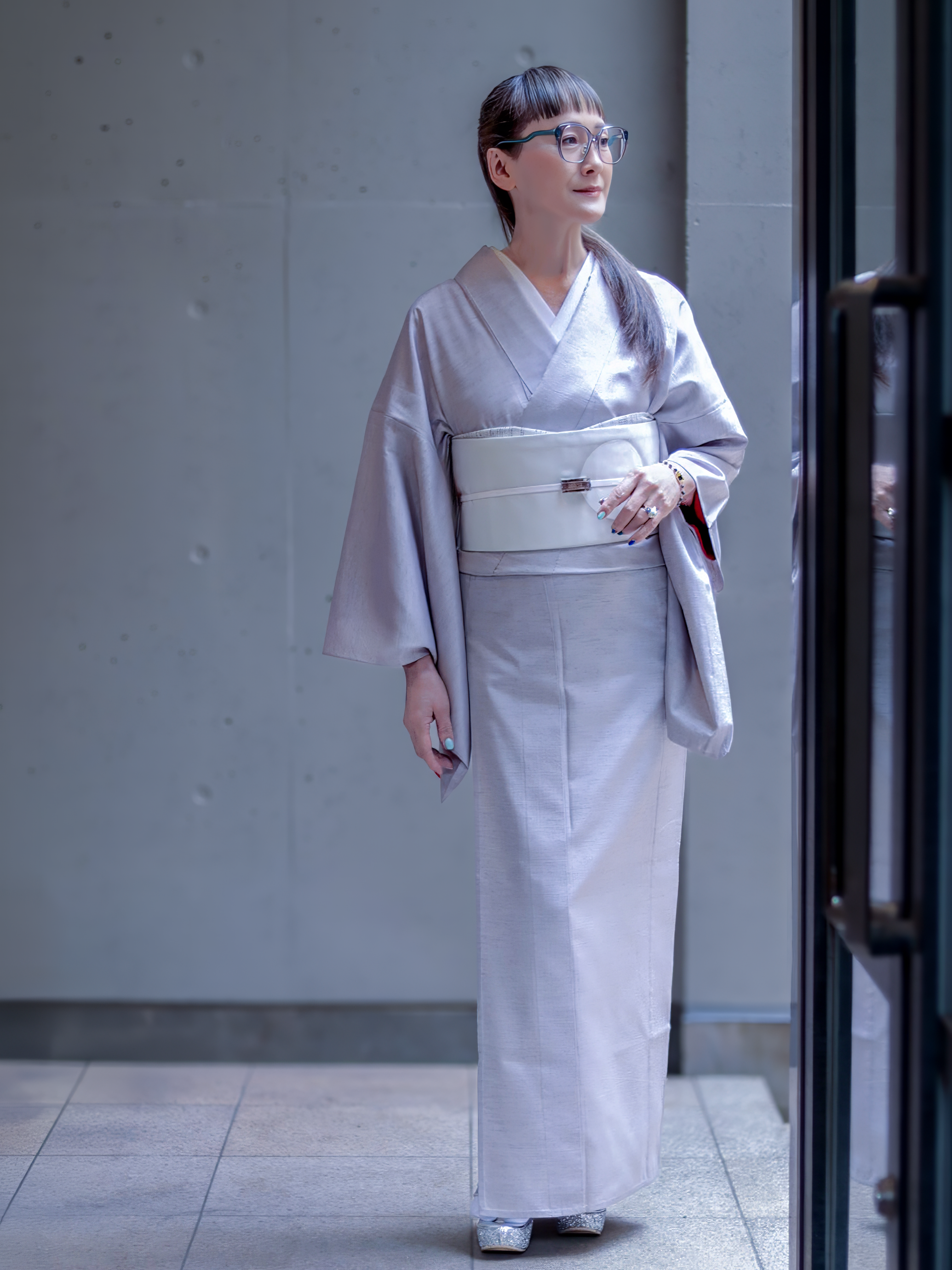 Juyo Tsumugi Hibiki Light Gray Purple: Yonezawa Weave | Pure Silk | Single Layer | Lined