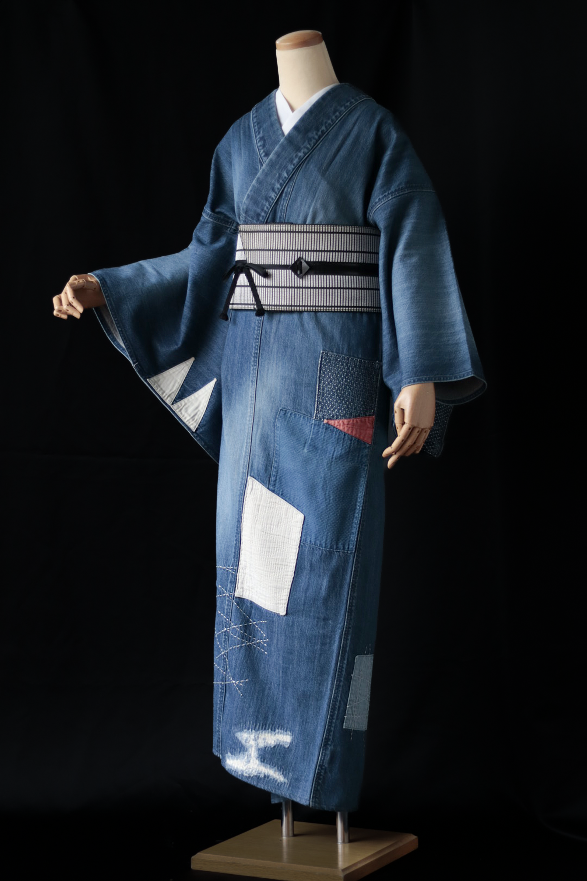 デニム着物|パッチワーク 対丈M|KAPUKI|セカンドハンド