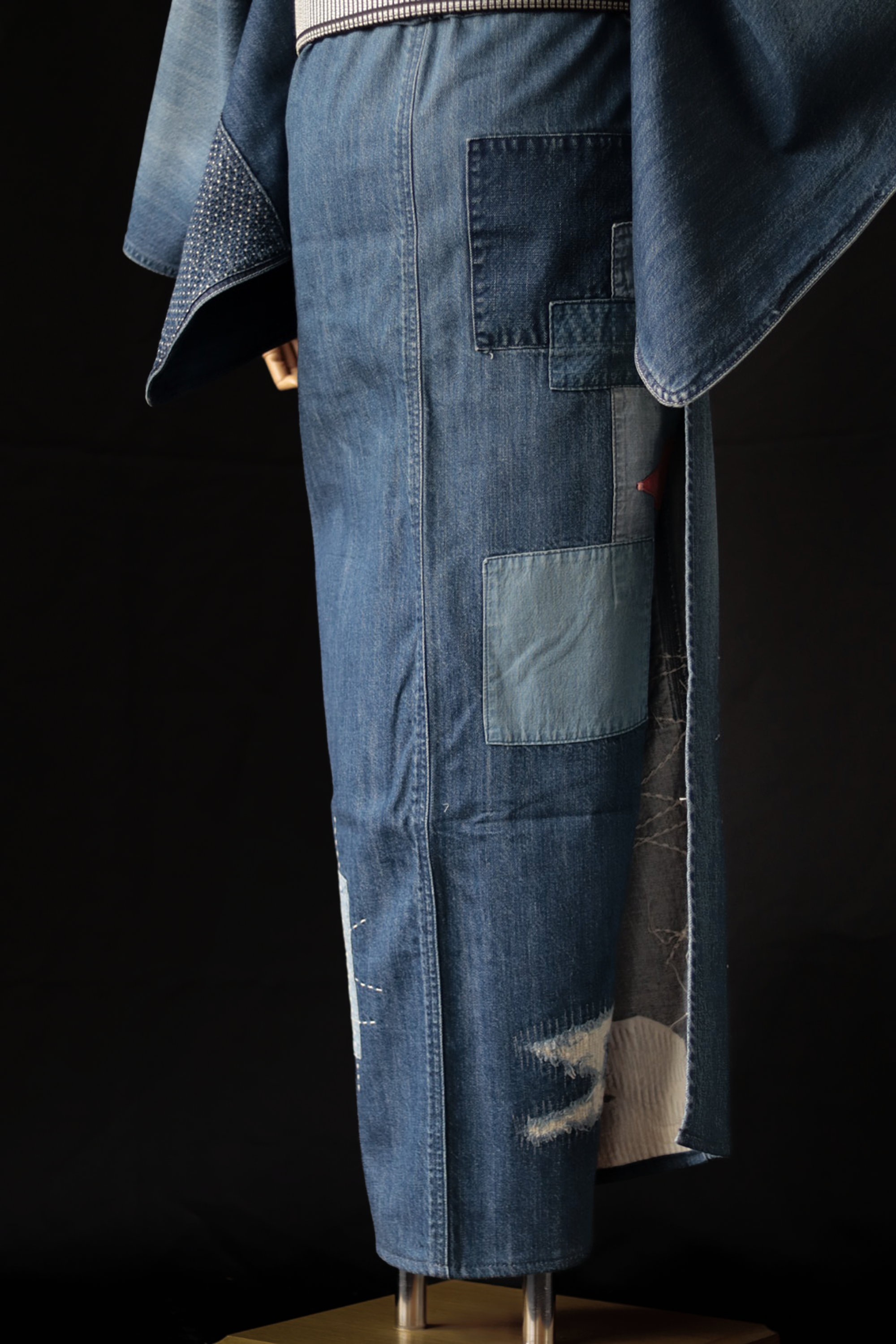 デニム着物|パッチワーク 対丈M|KAPUKI|セカンドハンド