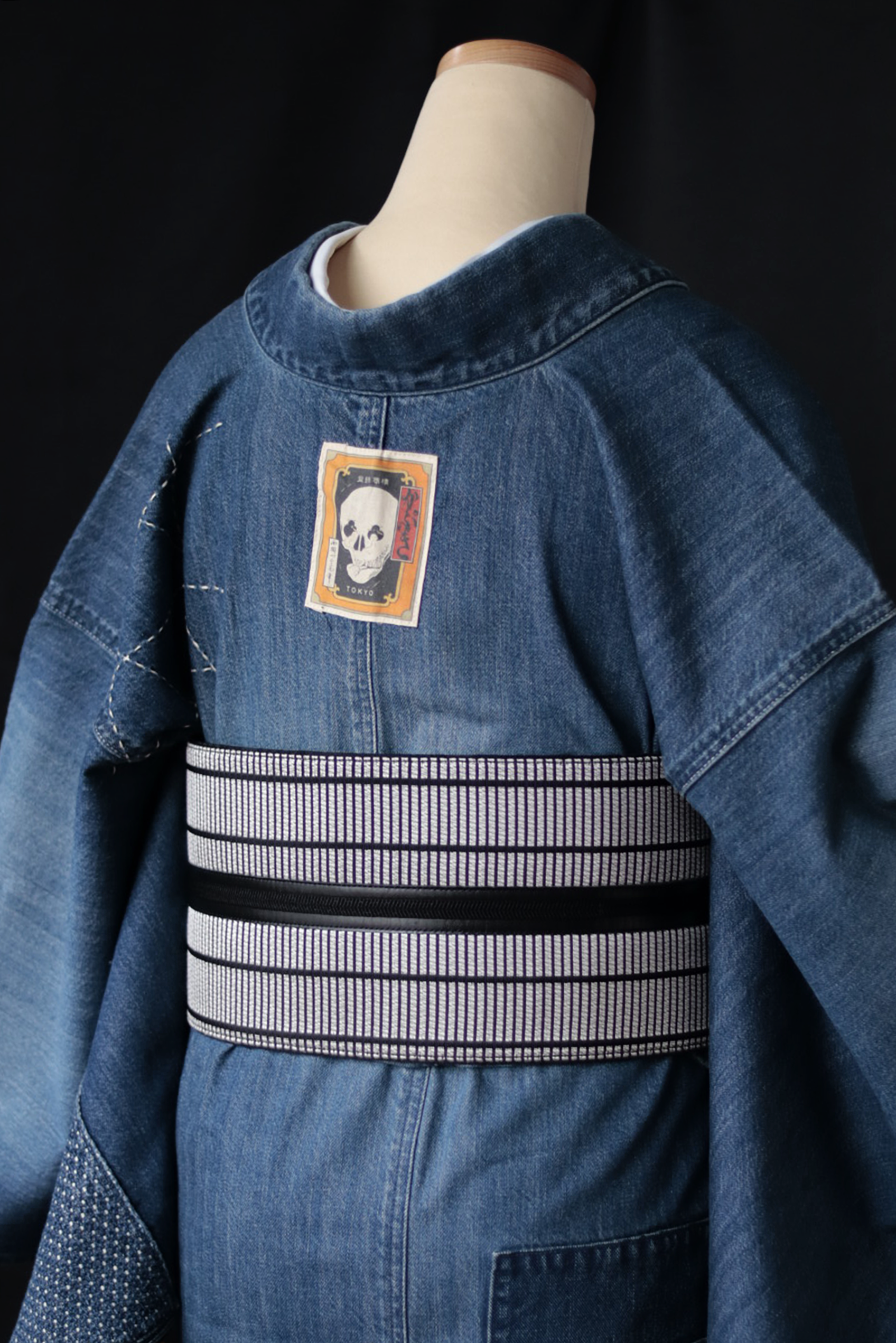 デニム着物|パッチワーク 対丈M|KAPUKI|セカンドハンド