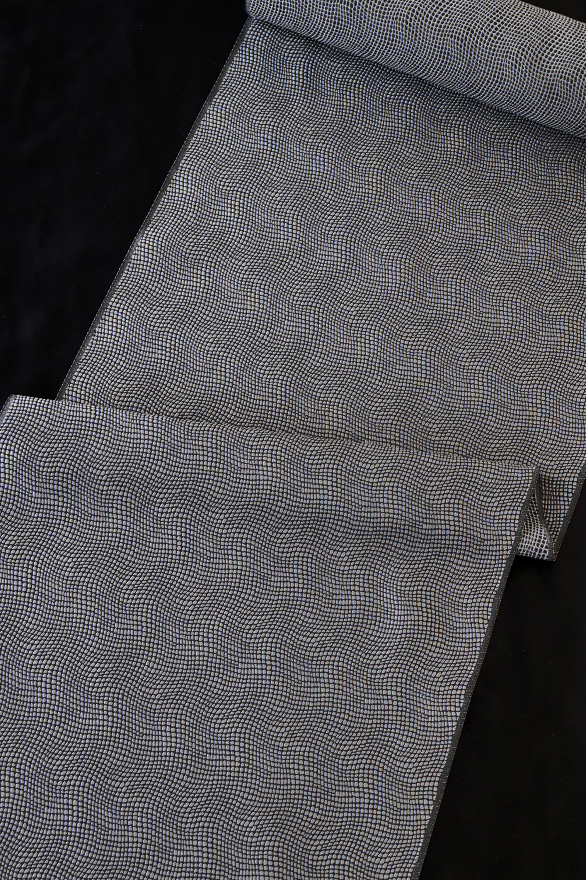 着物|洗えるお召し|ala elle クロコダイル小 黒×グレー |ワタマサ|正絹