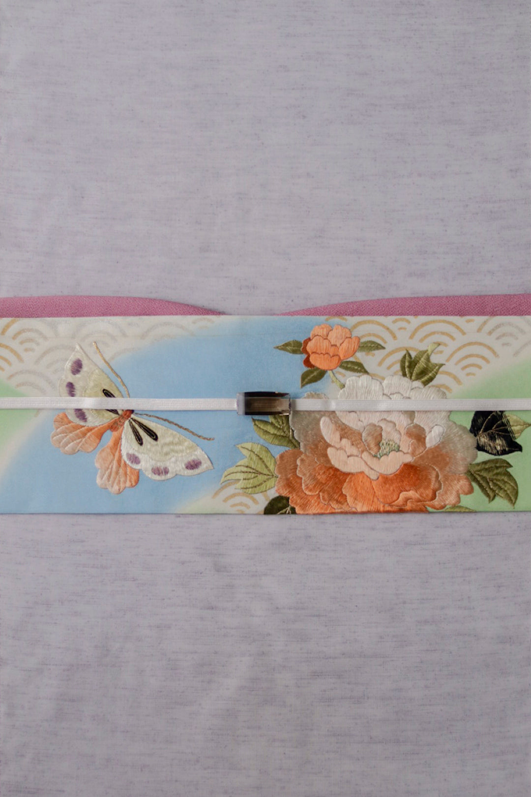 帯留|煙水晶 長方形 レンズ型|Wing|三分紐つき