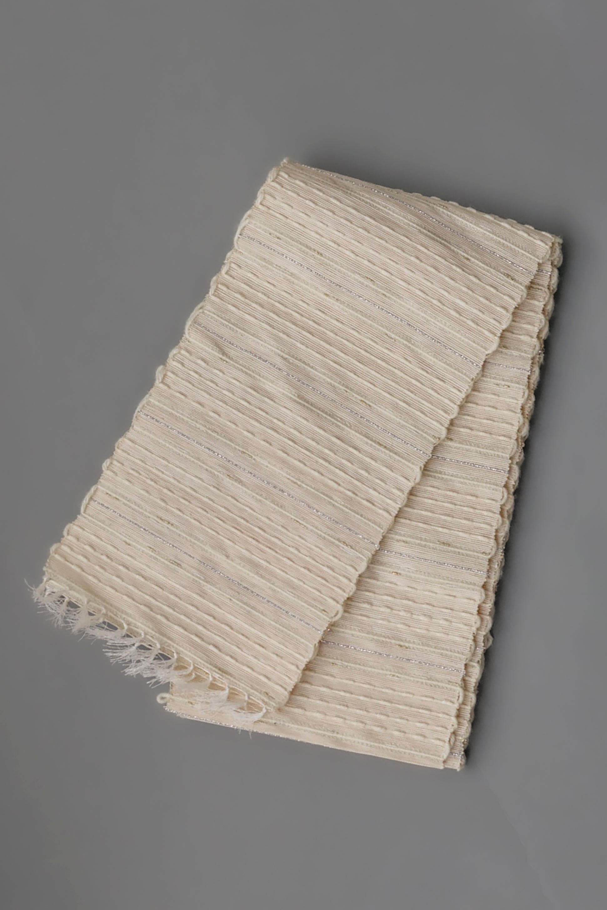 半巾帯|芭蕉段織|一重 白 1本ライン|誉田屋源兵衛