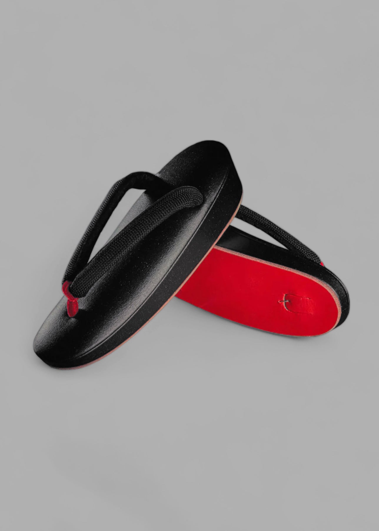 Cotton-cotton sandals with red sole and black (Japanese accessories Sakura x KAPUKI): Sandals