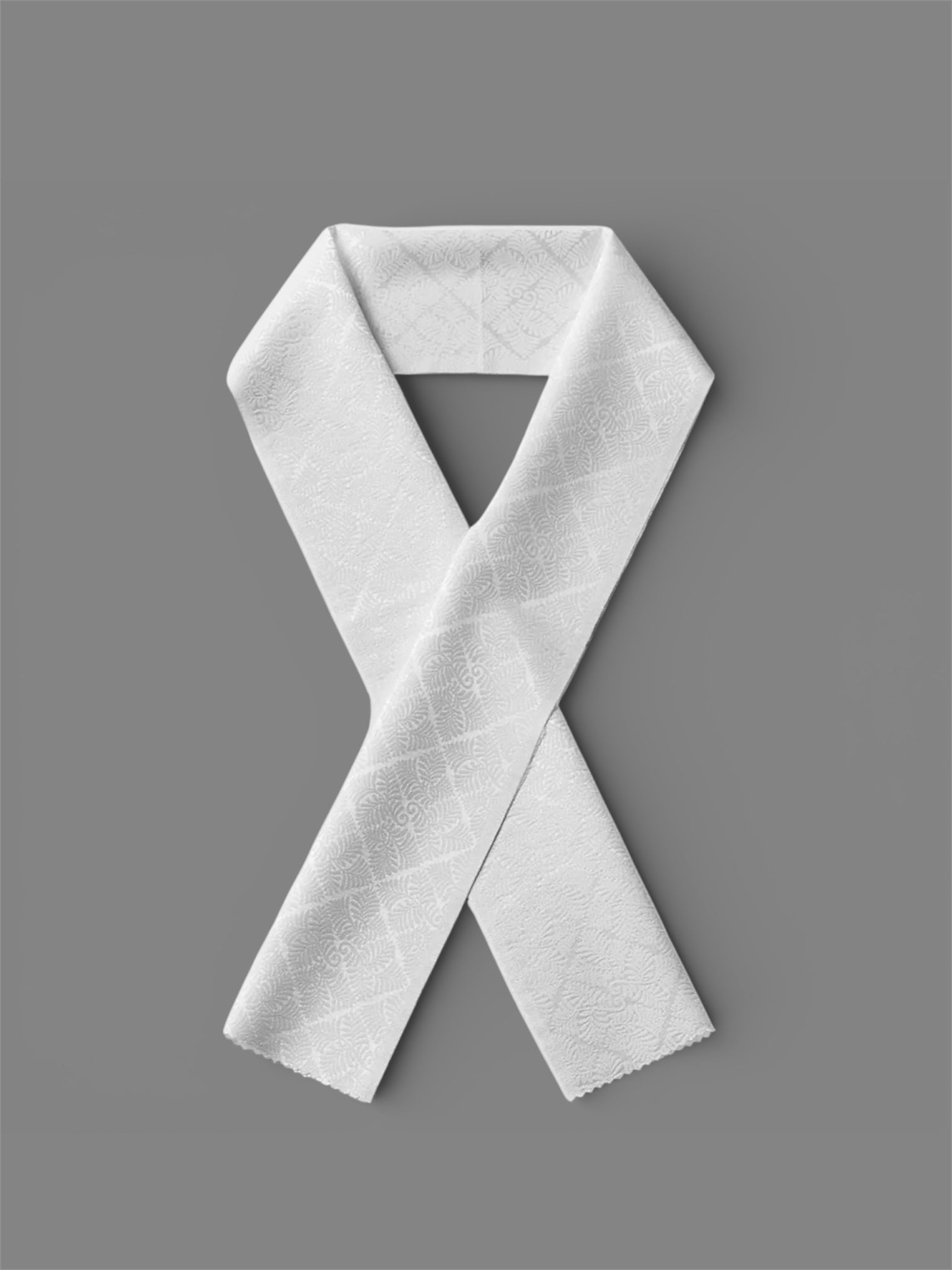 半衿|ウォッシャブル 羊歯菱 白|衿秀