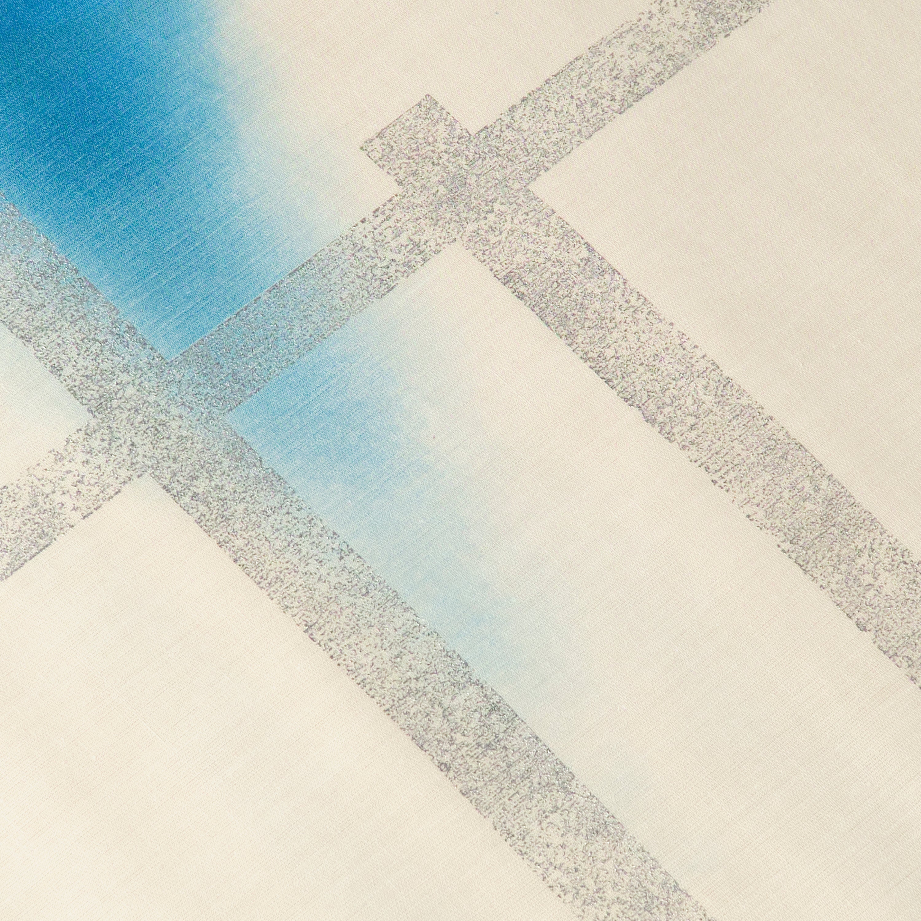 Torn lattice light blue/vintage foil (Kondaya Genbei): Yukata