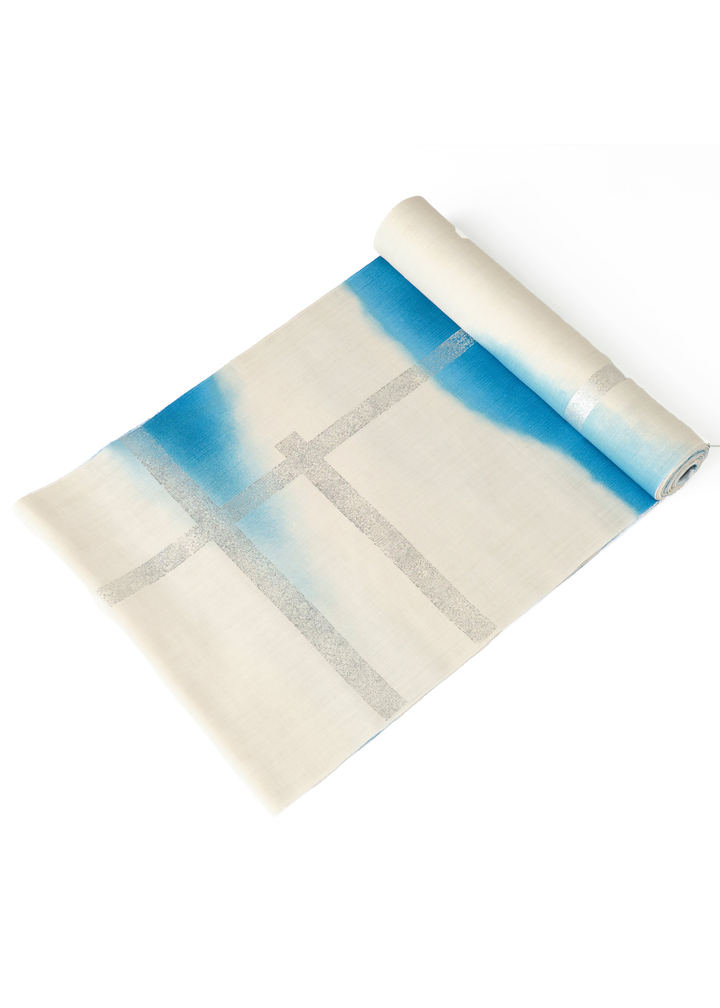 Torn lattice light blue/vintage foil (Kondaya Genbei): Yukata