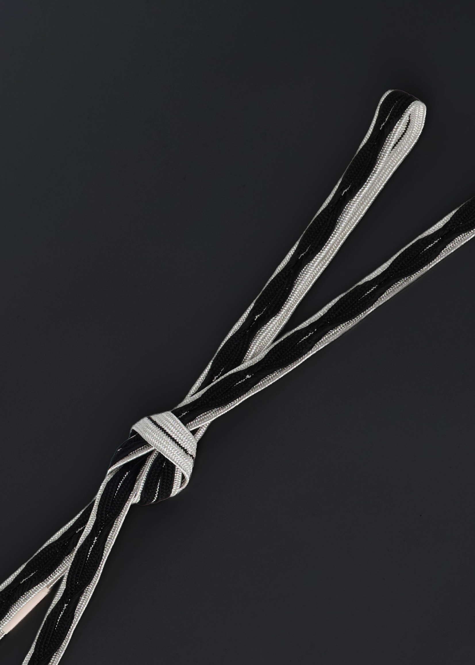 Floating leaf black and silver (KAPUKI special order): obi-jime