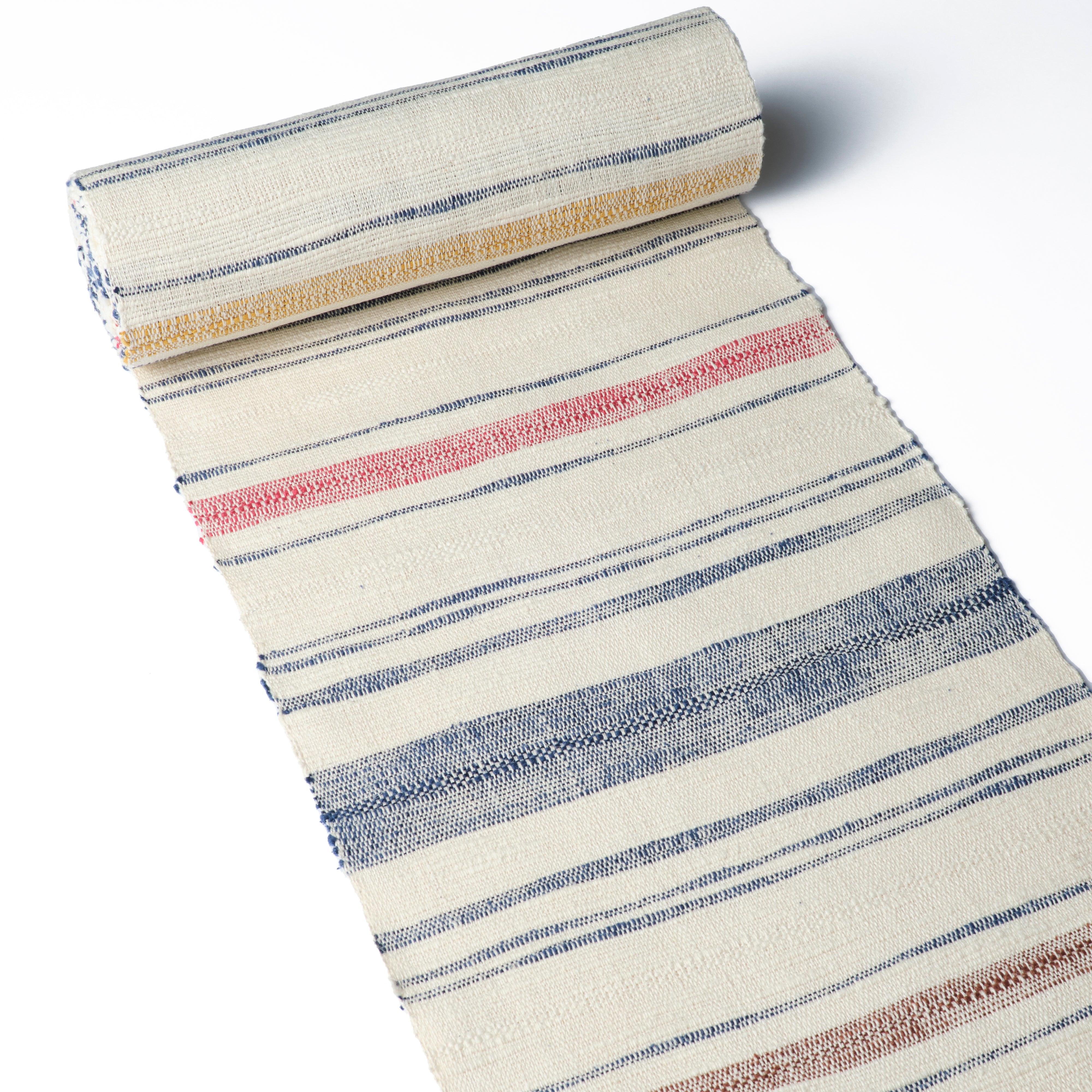 Multi-colored stripes: Nagoya obi | 8-inch | Kiryu weave | Hand-woven tsumugi (ready-made)