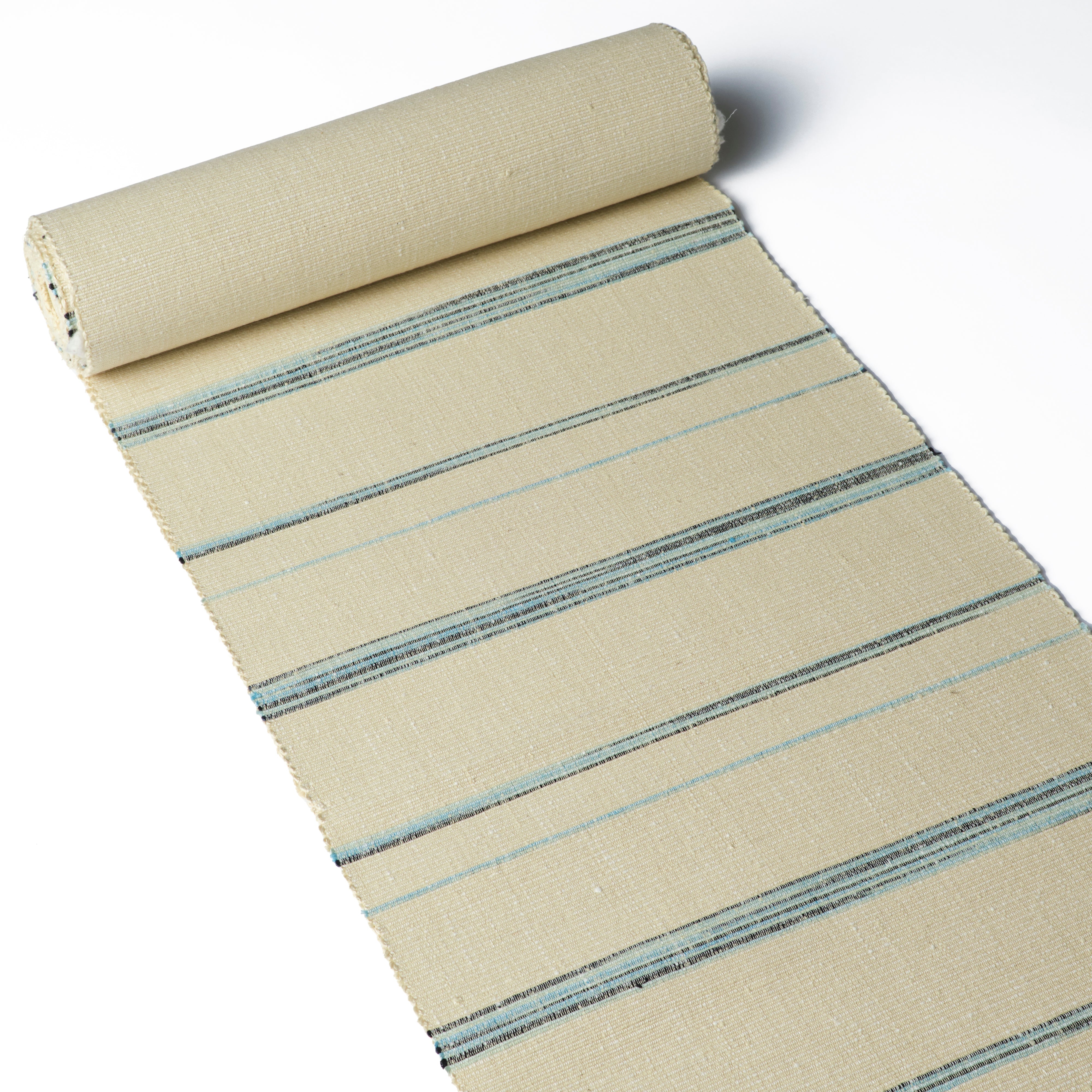 Blue stripe: Nagoya obi | 8 sun | Pure silk | Yuki tsumugi (ready-made)