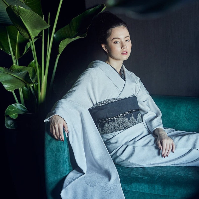 袋帯|割れ狢菊 |KAPUKIオリジナル|西陣織|正絹|銀糸|お仕立て代込み