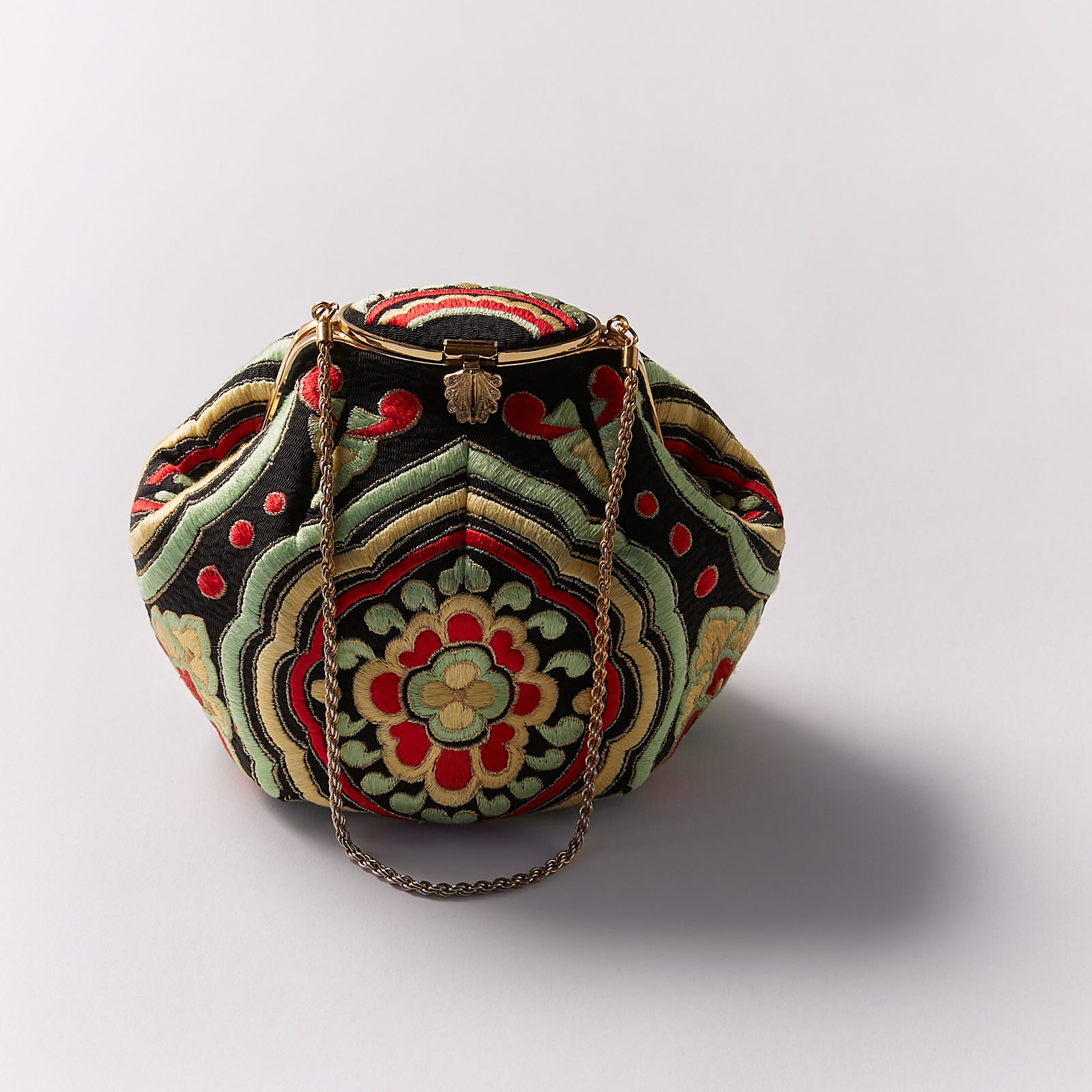 "Embroidered round bag" Japanese accessories Sakura