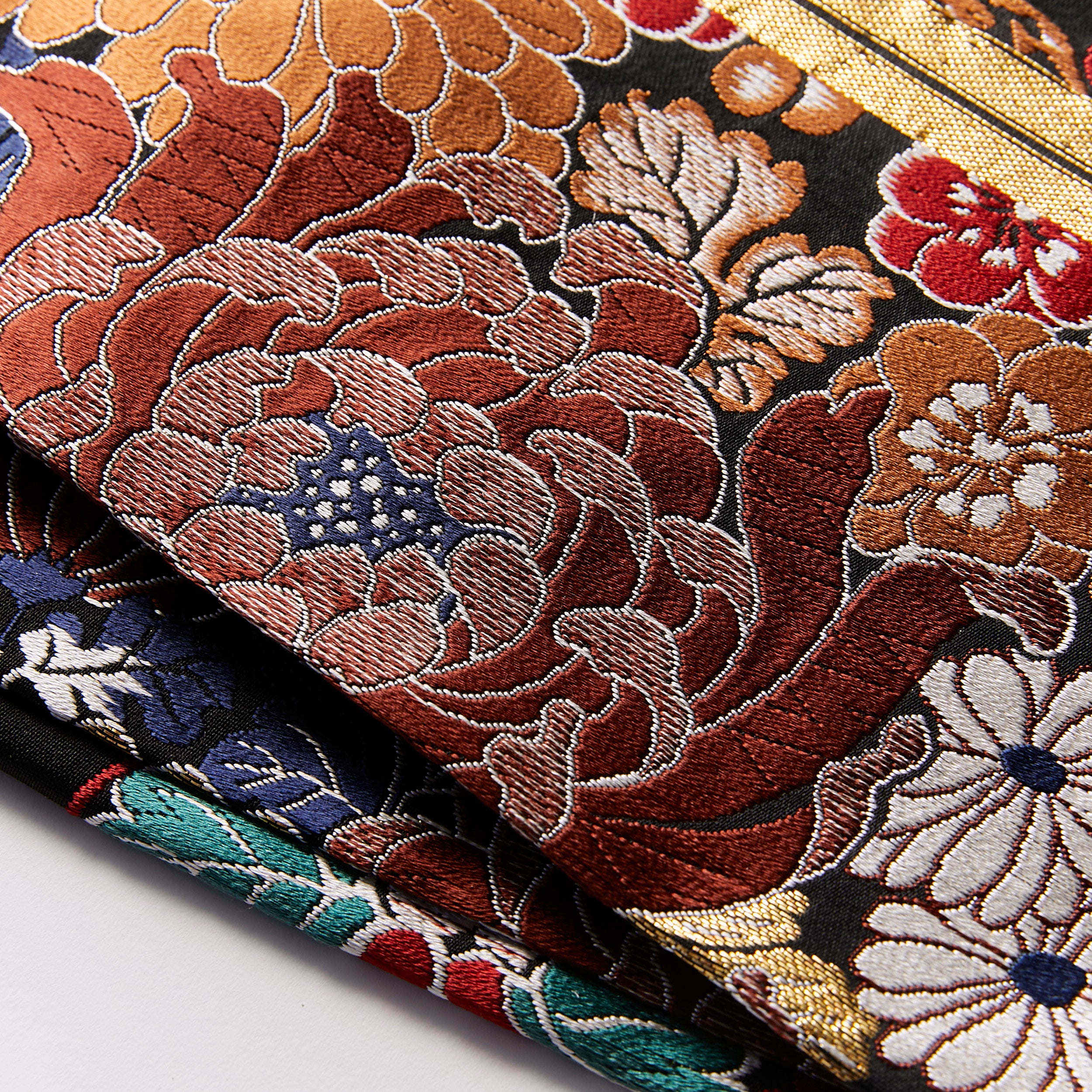 袋帯| 西陣織|菊花鶴 黒|KAPUKI|アンティーク復刻柄|仕立て代込み