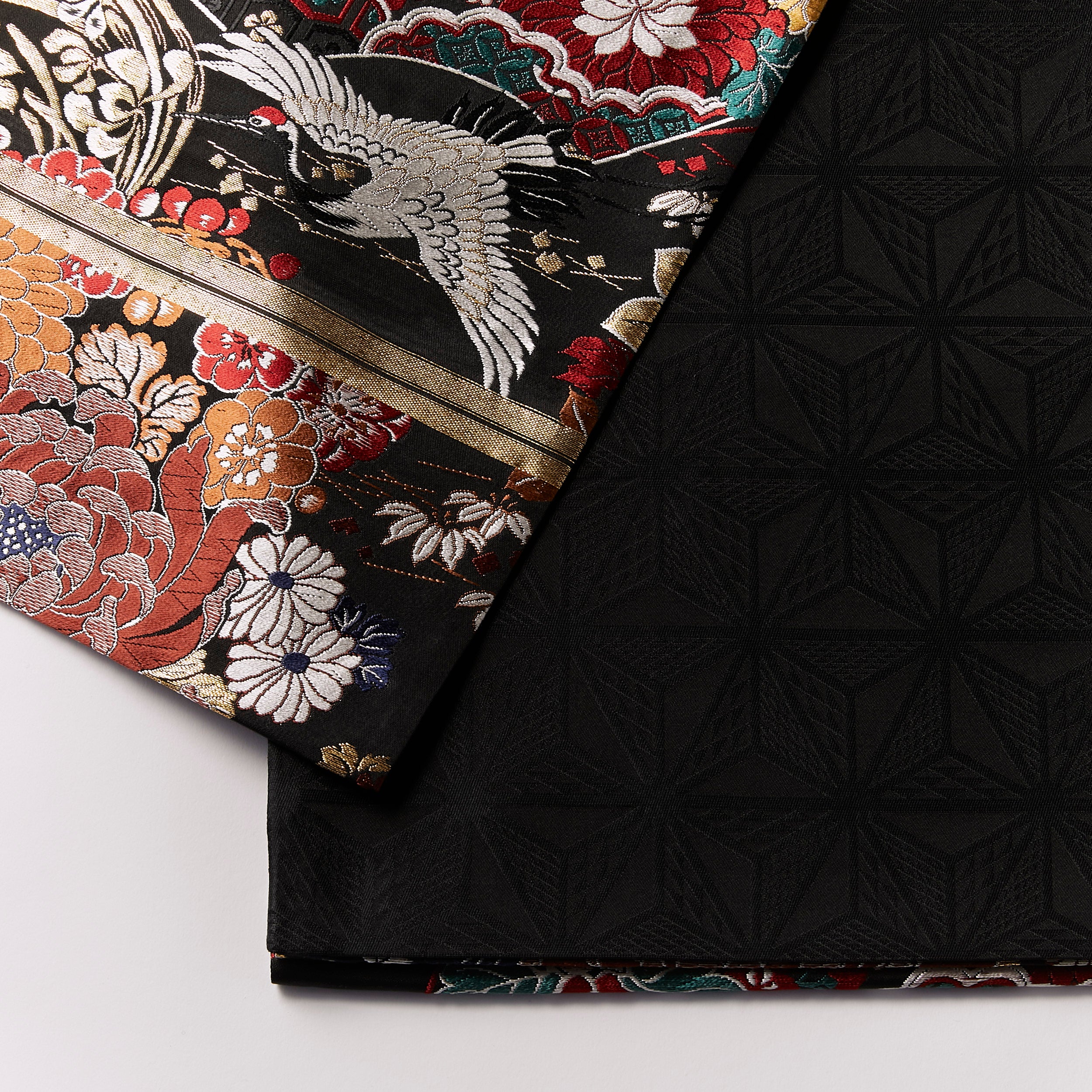 袋帯| 西陣織|菊花鶴 黒|KAPUKI|アンティーク復刻柄|仕立て代込み