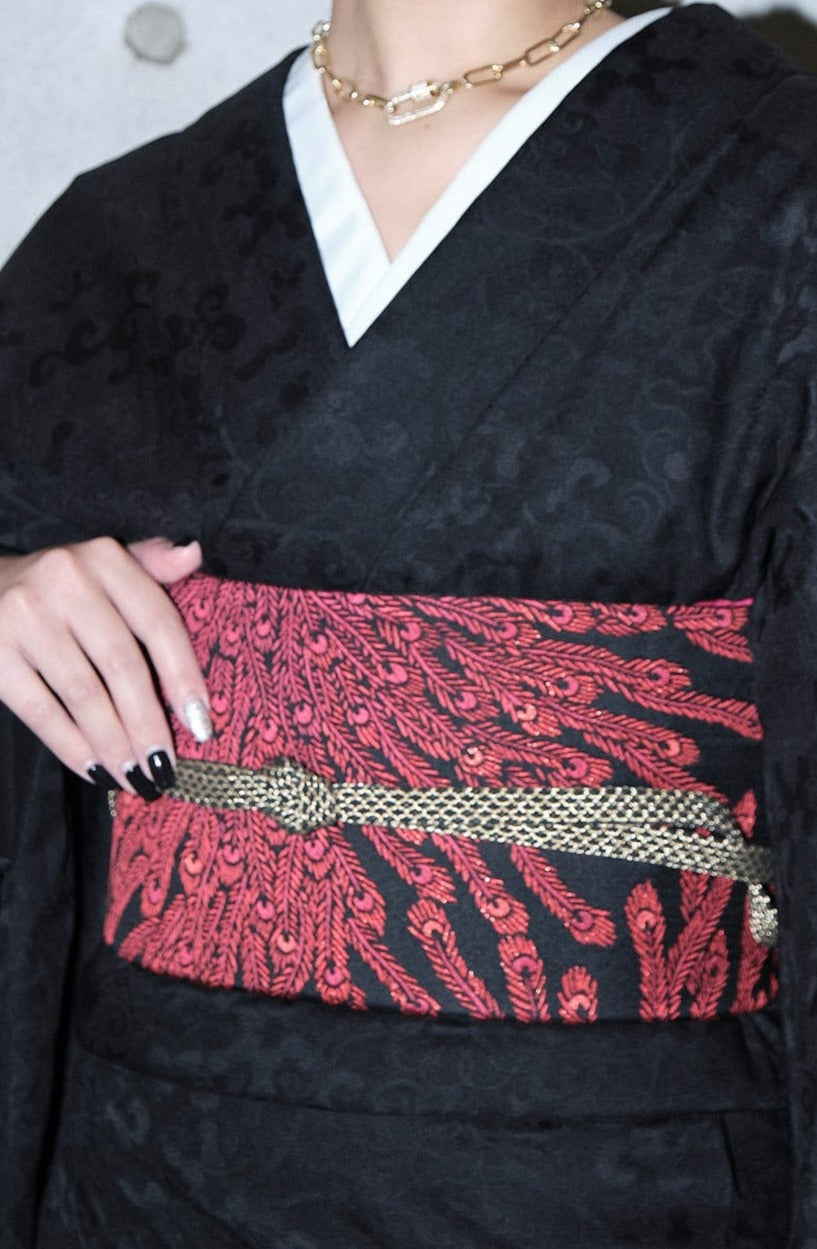 帯締め|内記扇面房 黒金 |正絹