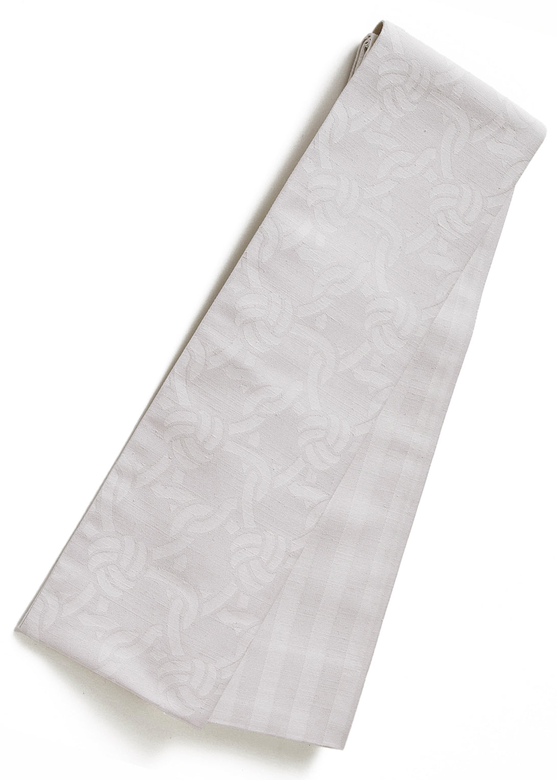 Half-width obi “Flower knot white” KAPUKI x Nishioka pencil: Pure silk | Tsumugi
