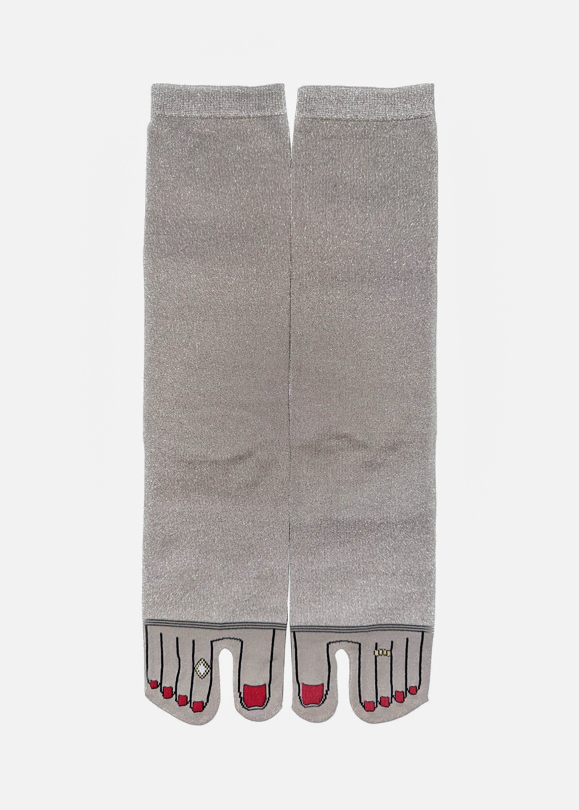 Pedicure Glitter Matte Fingertip Tabi Socks (onyva): Socks | Stockings