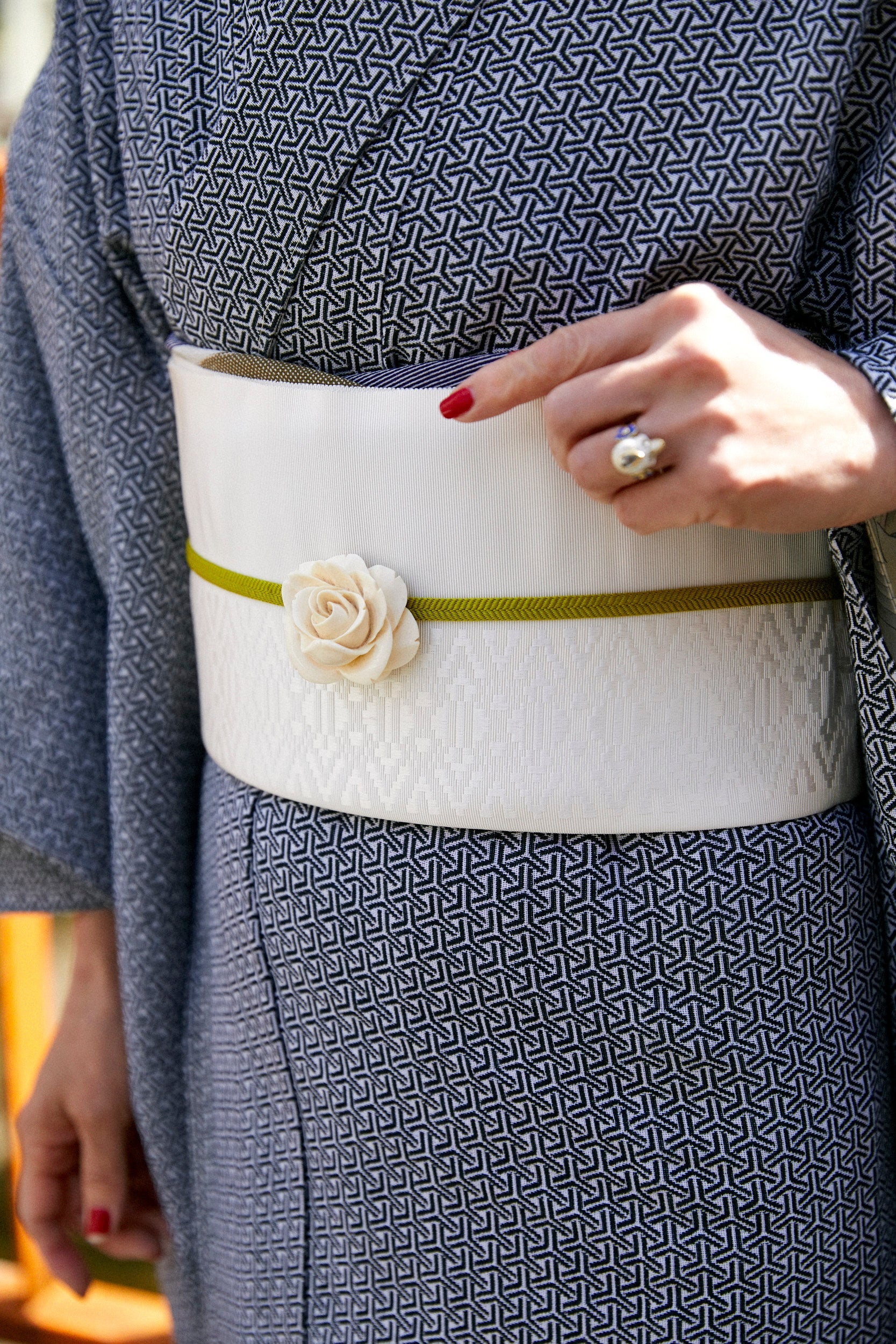 Bishamon tortoise shell monotone: rice weave small pattern | cotton | kimono | single robe