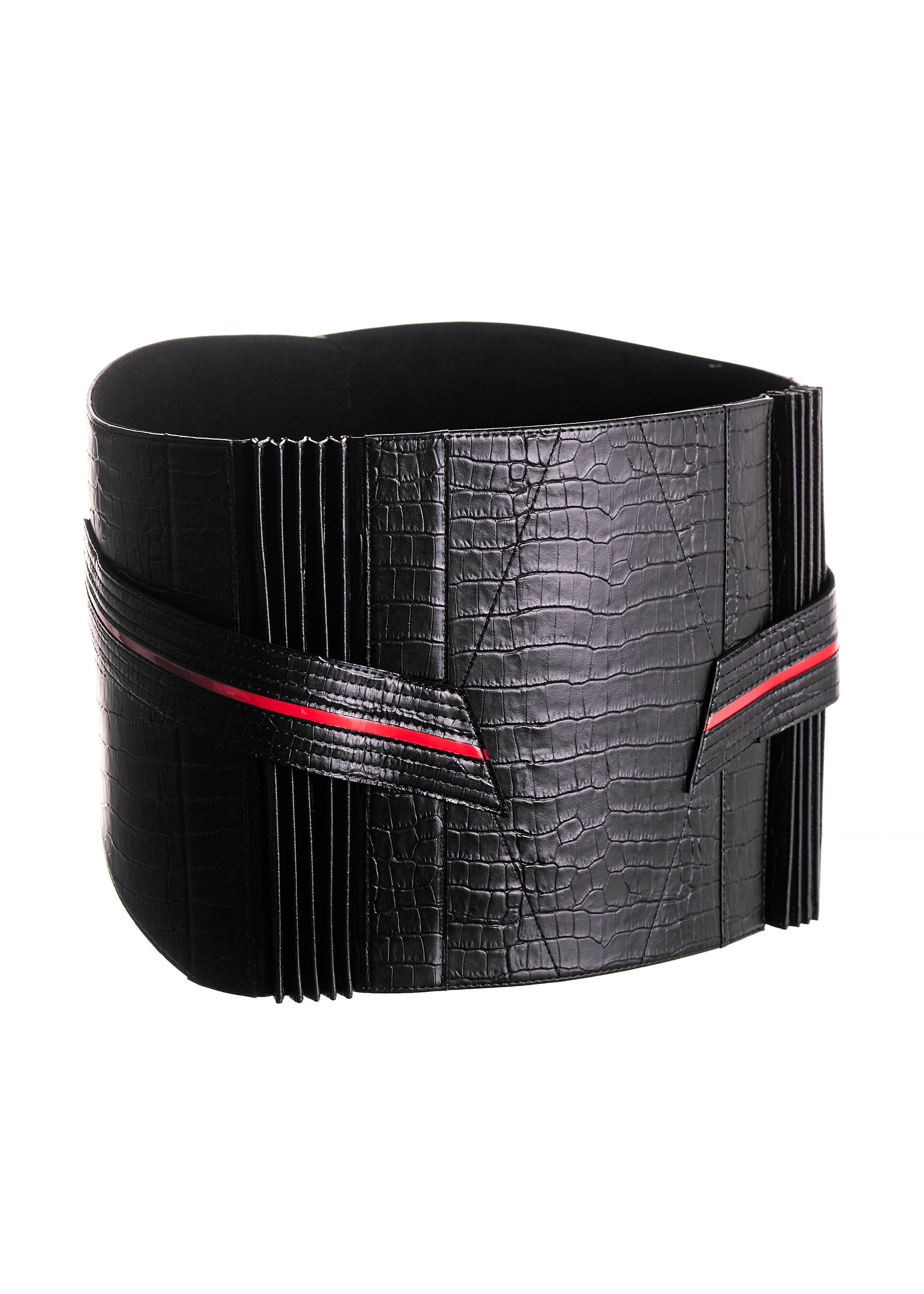 Obi belt "Croc matte black" leather