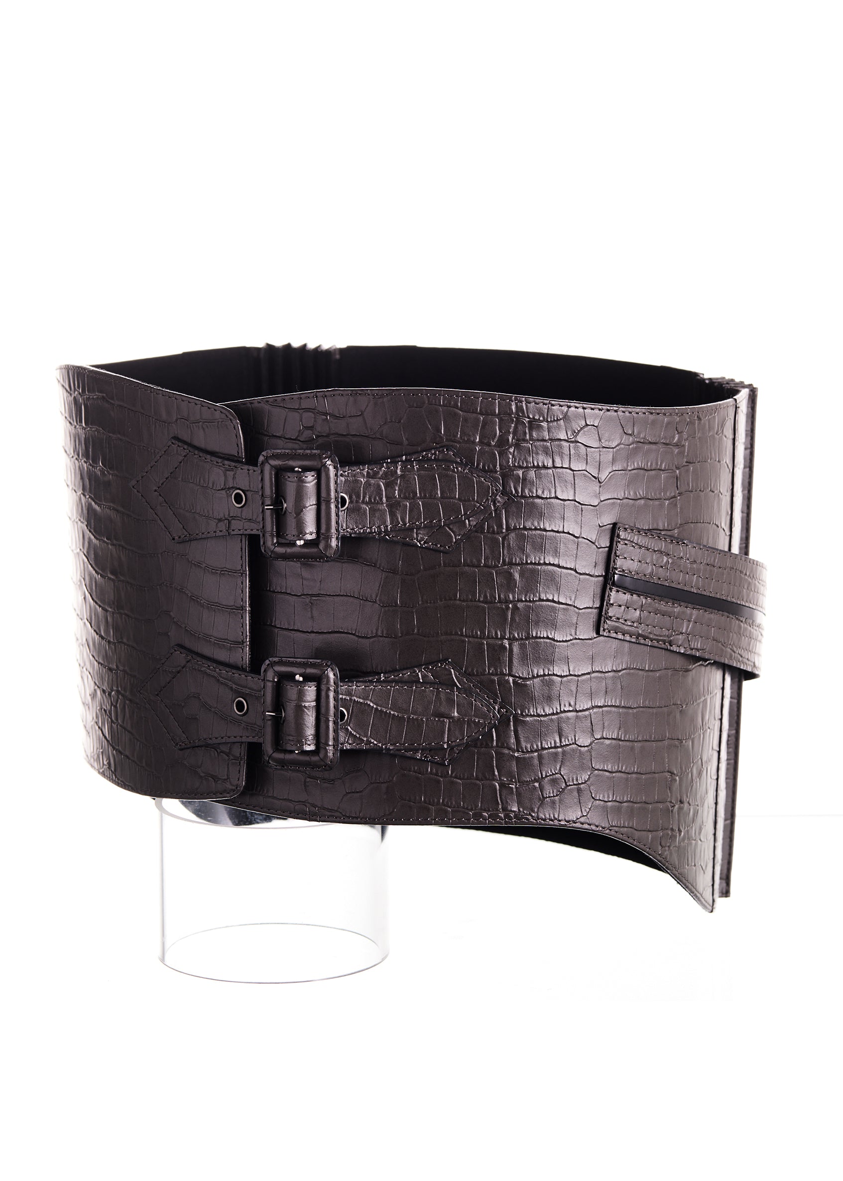 Obi Belt Leather "Croc Matte Gray"