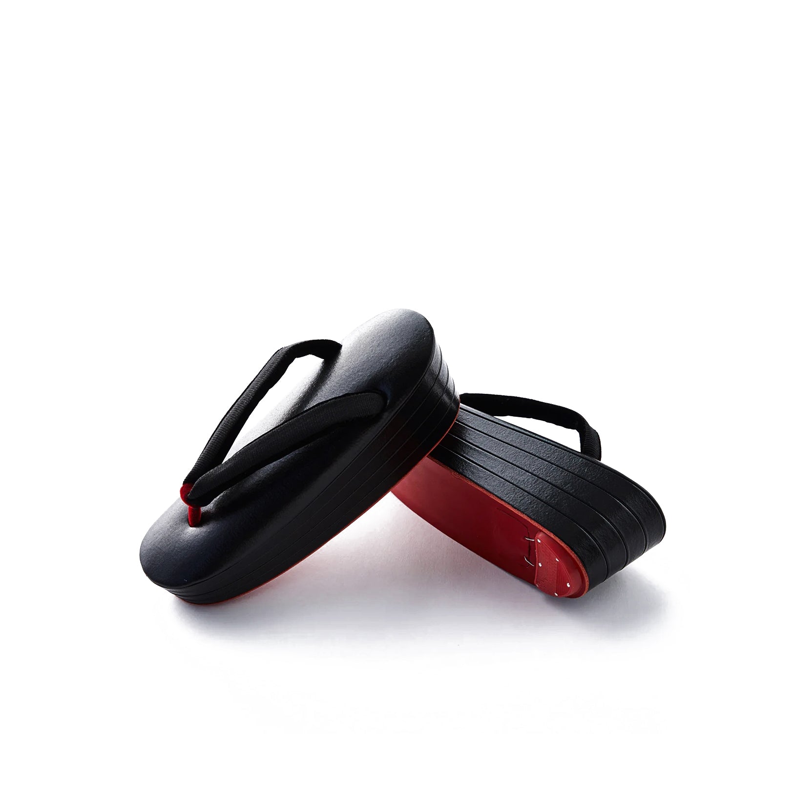 “Fine cotton four-tier sandals red sole black” Japanese accessories Sakura × KAPUKI